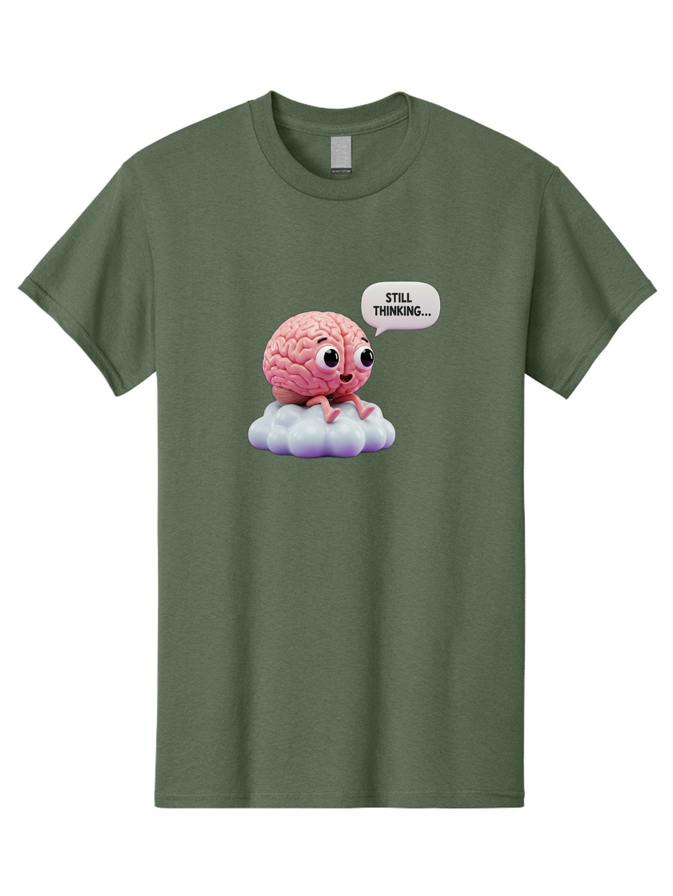 Still-Thinking-Brain Men'S Graphic Tee, 100% Cotton, Comfortable Casual Summer Wear, Machine Washable, Cartoon Brain, Thinking Face, Problem Solving, Decision Making, Critical Thinking, Cognitive Function, Brain Power, Funny Character, Bab471 6