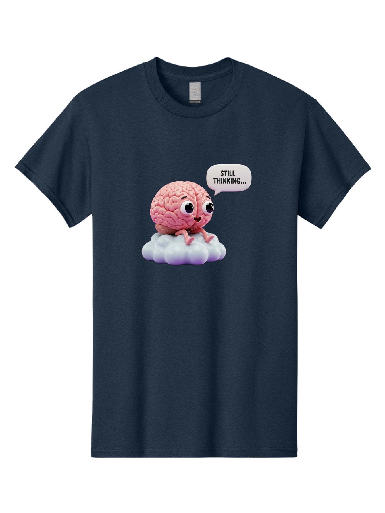 Still-Thinking-Brain Men'S Graphic Tee, 100% Cotton, Comfortable Casual Summer Wear, Machine Washable, Cartoon Brain, Thinking Face, Problem Solving, Decision Making, Critical Thinking, Cognitive Function, Brain Power, Funny Character, Bab471 11