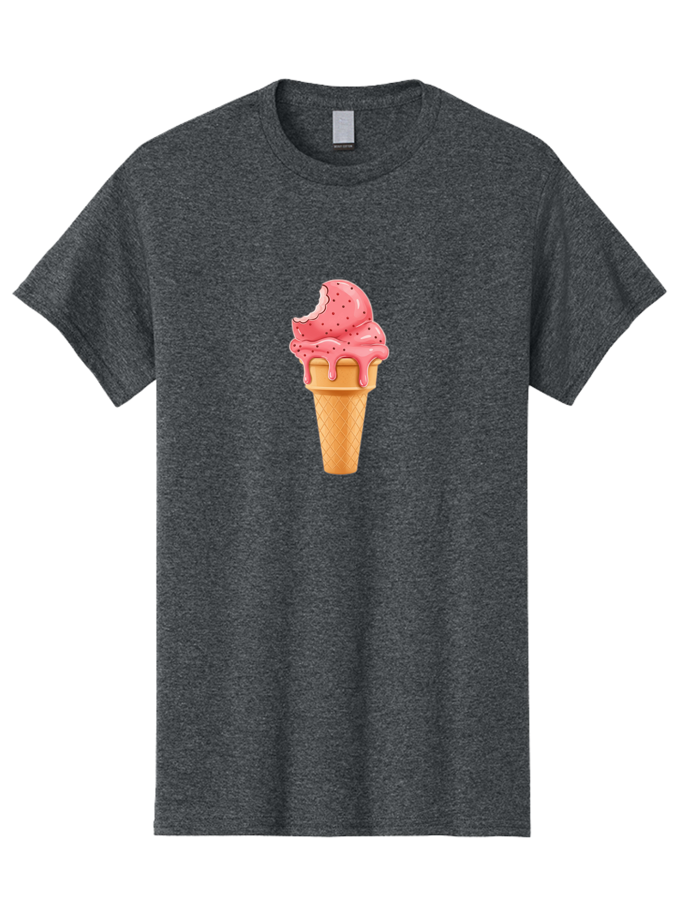 Strawberry-Ice-Cream-Cone Men'S Graphic Tee, 100% Cotton, Comfortable Casual Summer Wear, Machine Washable, Pink Strawberry Ice Cream, Melting Ice Cream, Waffle Cone, Sweet Treats, Dessert Lover, Summer Snack, Strawberry Flavor Bab473 17