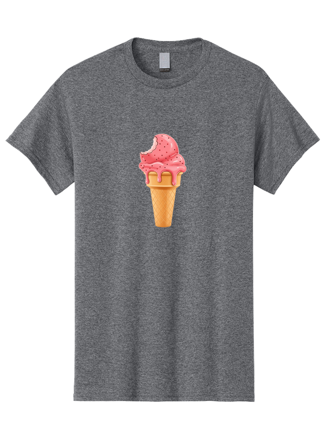Strawberry-Ice-Cream-Cone Men'S Graphic Tee, 100% Cotton, Comfortable Casual Summer Wear, Machine Washable, Pink Strawberry Ice Cream, Melting Ice Cream, Waffle Cone, Sweet Treats, Dessert Lover, Summer Snack, Strawberry Flavor Bab473 19