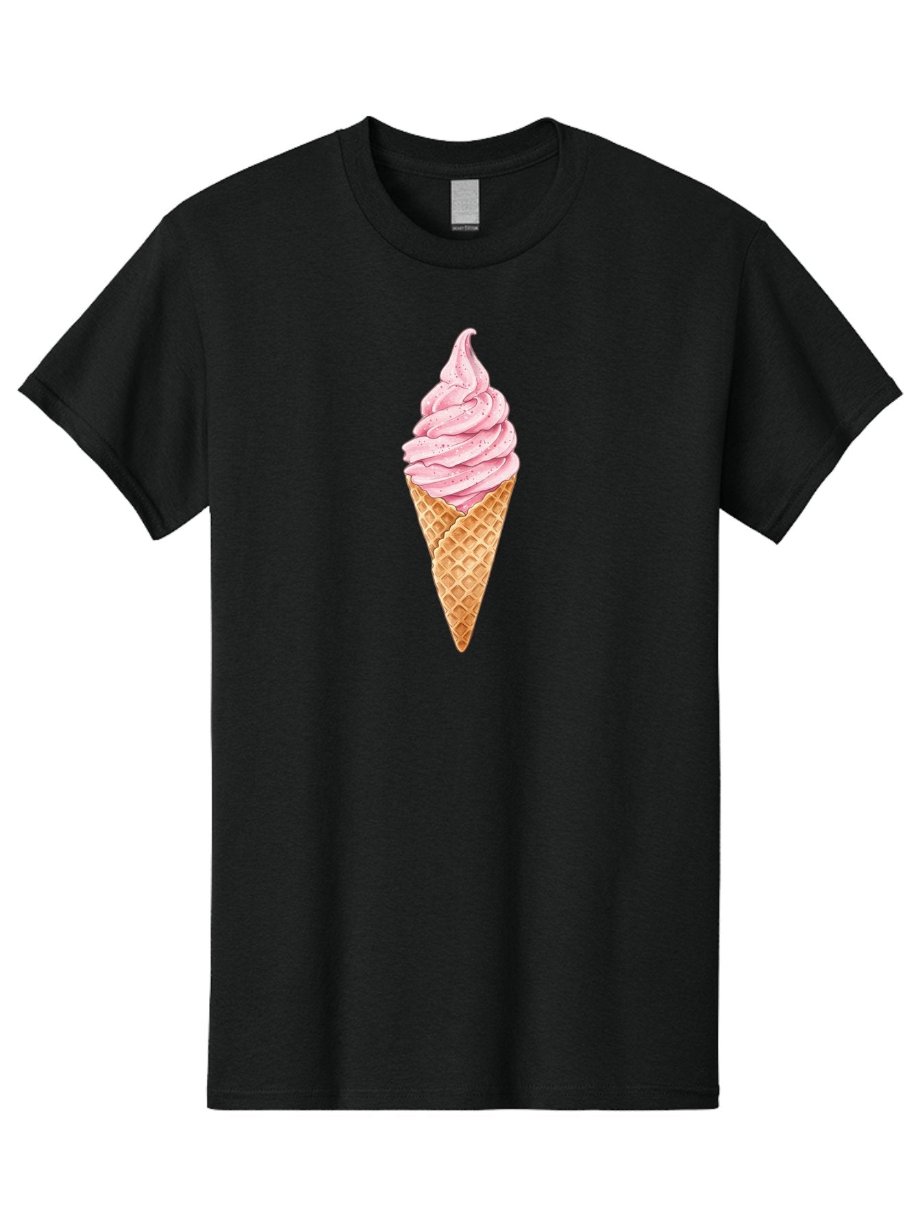 Strawberry-Soft-Serve-Cone Men'S Graphic Tee, 100% Cotton, Comfortable Casual Summer Wear, Machine Washable, Strawberry Soft-Serve Ice Cream, Waffle Cone, Sweet Treat, Dessert, Pink Ice Cream, Summer Snack, Frozen Yogurt, Cone, Ice Cream Cone Bab474 8