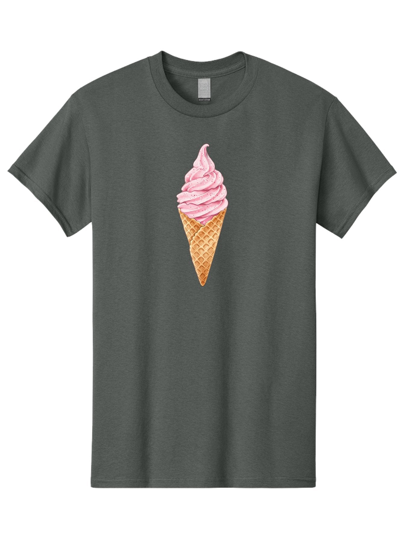 Strawberry-Soft-Serve-Cone Men'S Graphic Tee, 100% Cotton, Comfortable Casual Summer Wear, Machine Washable, Strawberry Soft-Serve Ice Cream, Waffle Cone, Sweet Treat, Dessert, Pink Ice Cream, Summer Snack, Frozen Yogurt, Cone, Ice Cream Cone Bab474 10