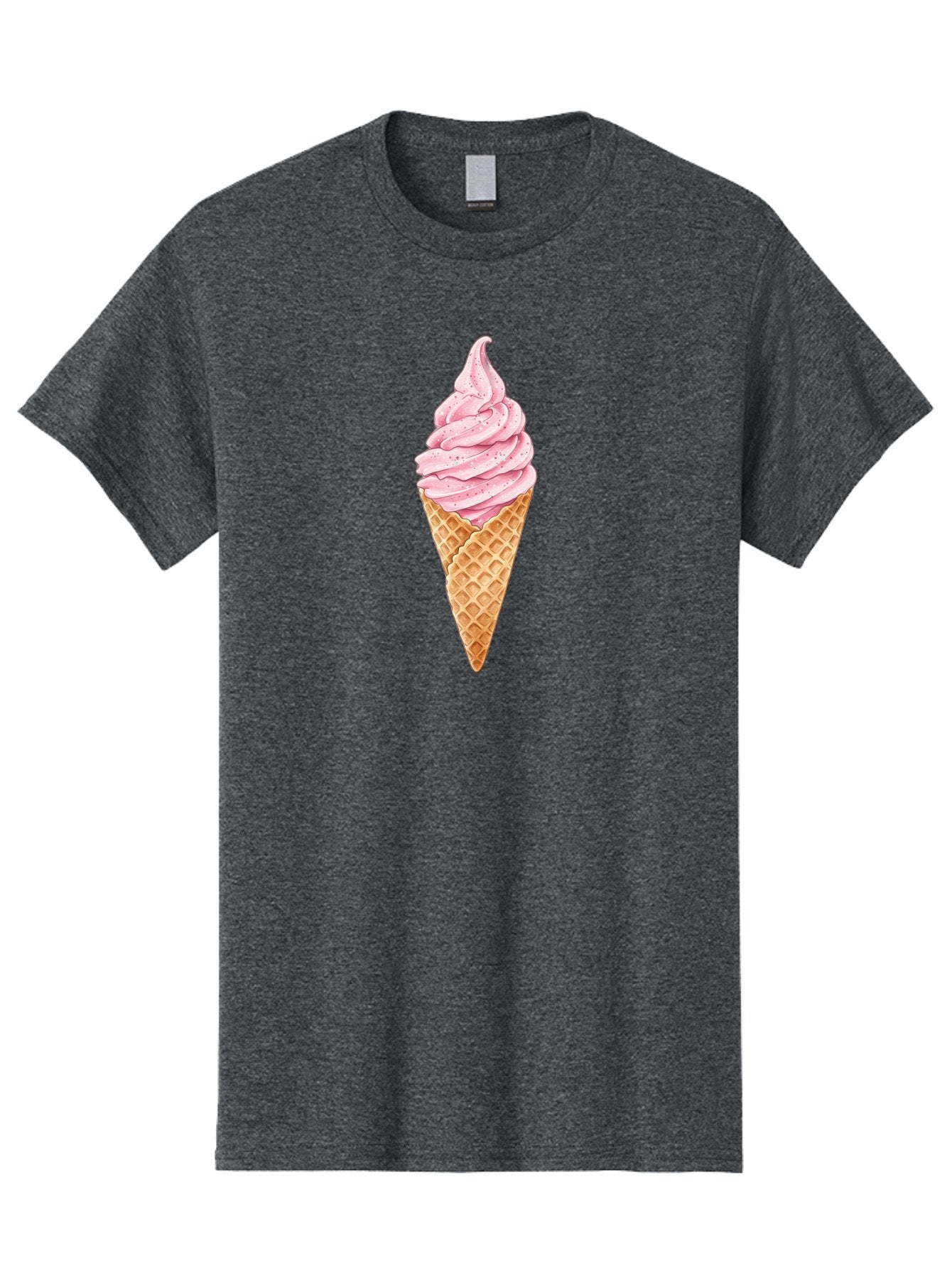 Strawberry-Soft-Serve-Cone Men'S Graphic Tee, 100% Cotton, Comfortable Casual Summer Wear, Machine Washable, Strawberry Soft-Serve Ice Cream, Waffle Cone, Sweet Treat, Dessert, Pink Ice Cream, Summer Snack, Frozen Yogurt, Cone, Ice Cream Cone Bab474 3