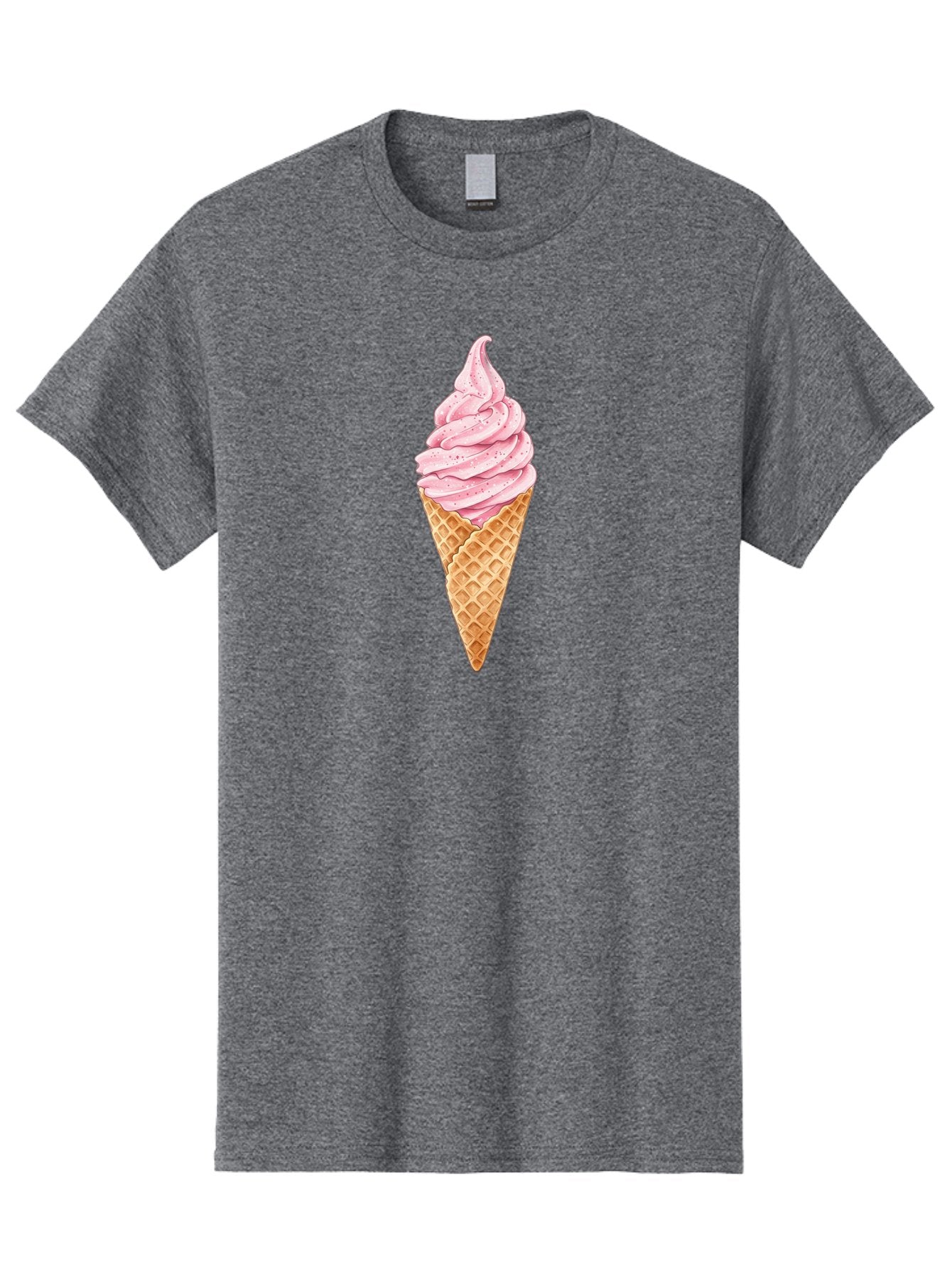 Strawberry-Soft-Serve-Cone Men'S Graphic Tee, 100% Cotton, Comfortable Casual Summer Wear, Machine Washable, Strawberry Soft-Serve Ice Cream, Waffle Cone, Sweet Treat, Dessert, Pink Ice Cream, Summer Snack, Frozen Yogurt, Cone, Ice Cream Cone Bab474 15