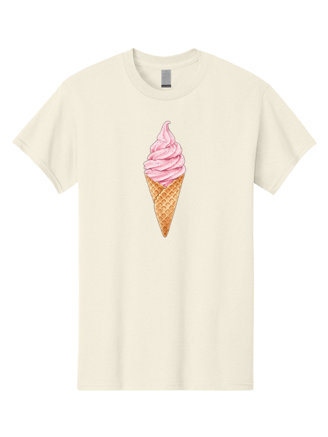 Strawberry-Soft-Serve-Cone Men'S Graphic Tee, 100% Cotton, Comfortable Casual Summer Wear, Machine Washable, Strawberry Soft-Serve Ice Cream, Waffle Cone, Sweet Treat, Dessert, Pink Ice Cream, Summer Snack, Frozen Yogurt, Cone, Ice Cream Cone Bab474