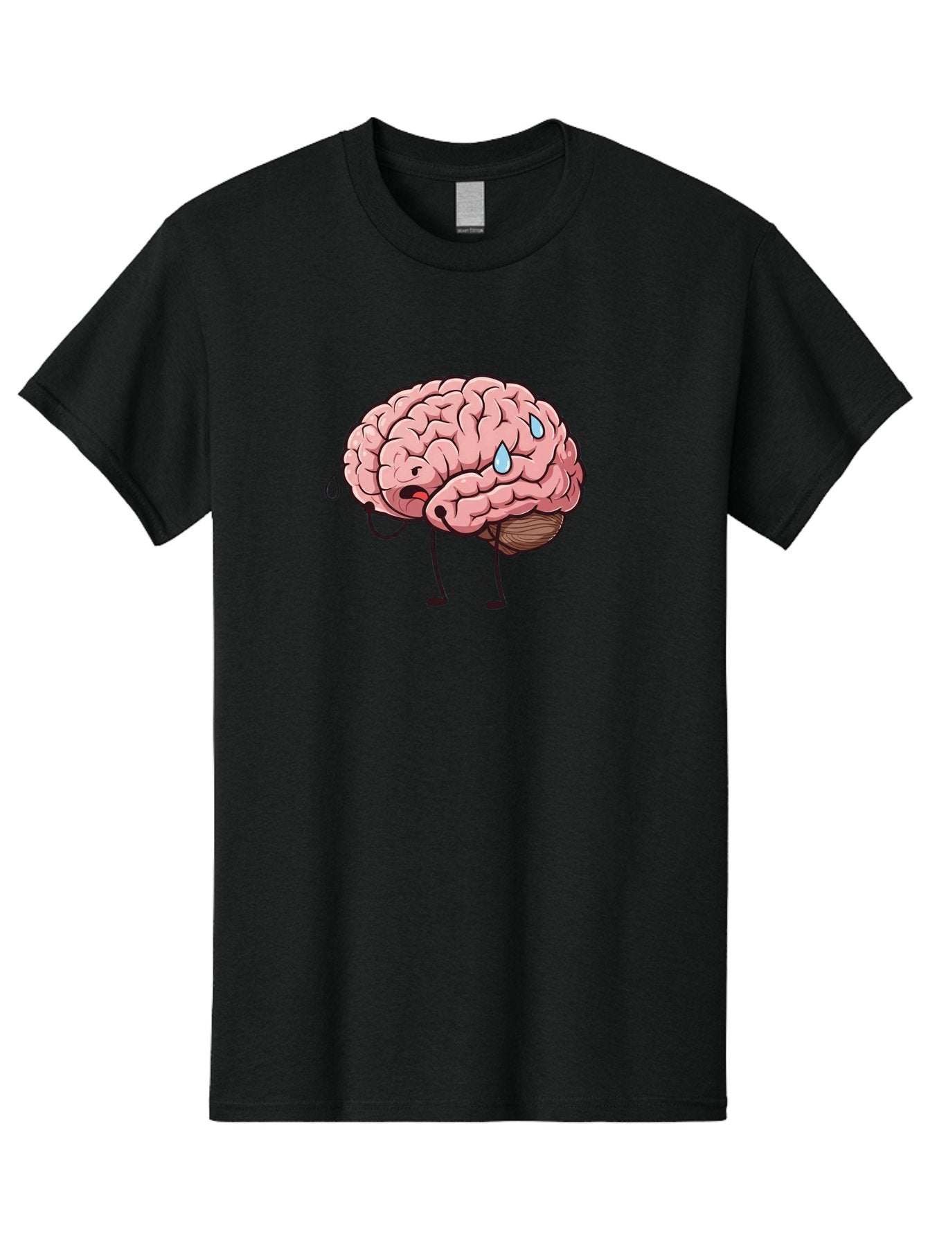 Stressed-Brain Men'S Graphic Tee, 100% Cotton, Comfortable Casual Summer Wear, Machine Washable, Stressed Brain, Worried Expression, Cartoon Brain, Mental Exhaustion, Brain Drain, Tiredness, Frustrated Face, Anthropomorphic Brain Bab475 8