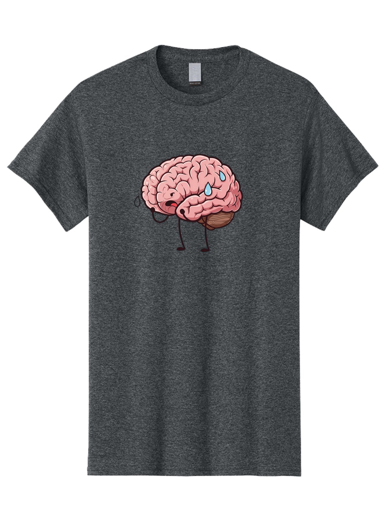Stressed-Brain Men'S Graphic Tee, 100% Cotton, Comfortable Casual Summer Wear, Machine Washable, Stressed Brain, Worried Expression, Cartoon Brain, Mental Exhaustion, Brain Drain, Tiredness, Frustrated Face, Anthropomorphic Brain Bab475 10