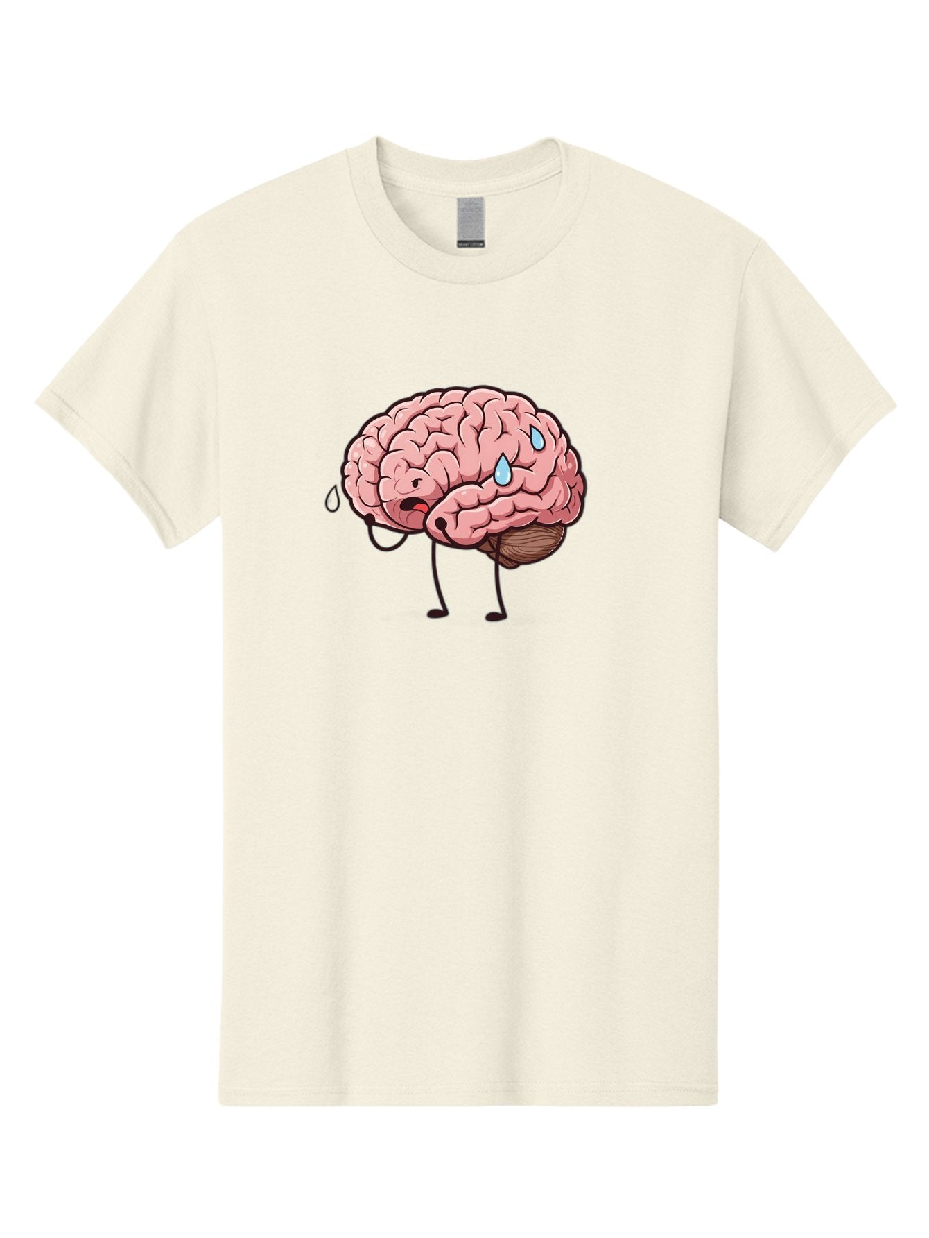 Stressed-Brain Men'S Graphic Tee, 100% Cotton, Comfortable Casual Summer Wear, Machine Washable, Stressed Brain, Worried Expression, Cartoon Brain, Mental Exhaustion, Brain Drain, Tiredness, Frustrated Face, Anthropomorphic Brain Bab475 12