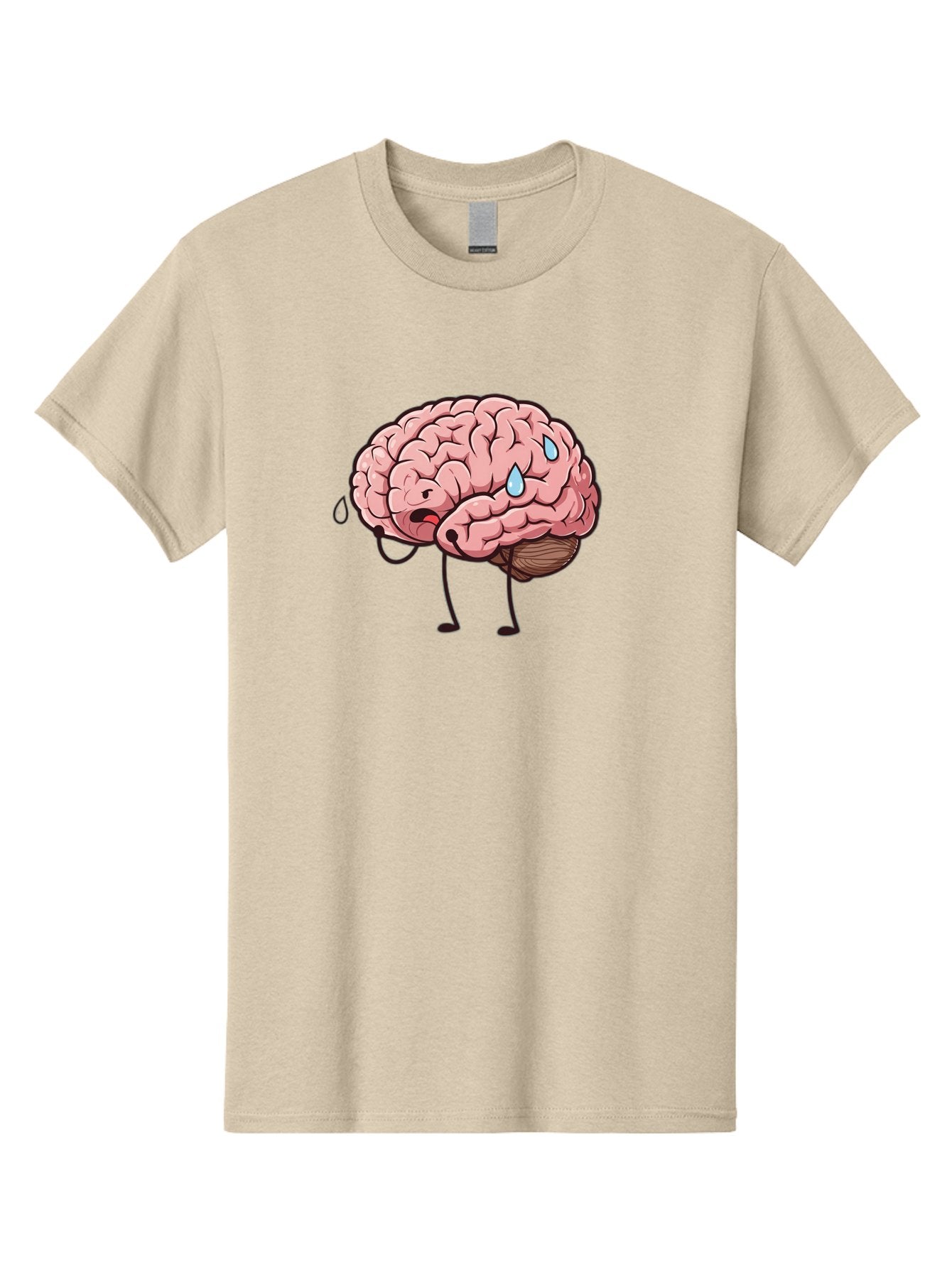 Stressed-Brain Men'S Graphic Tee, 100% Cotton, Comfortable Casual Summer Wear, Machine Washable, Stressed Brain, Worried Expression, Cartoon Brain, Mental Exhaustion, Brain Drain, Tiredness, Frustrated Face, Anthropomorphic Brain Bab475 6