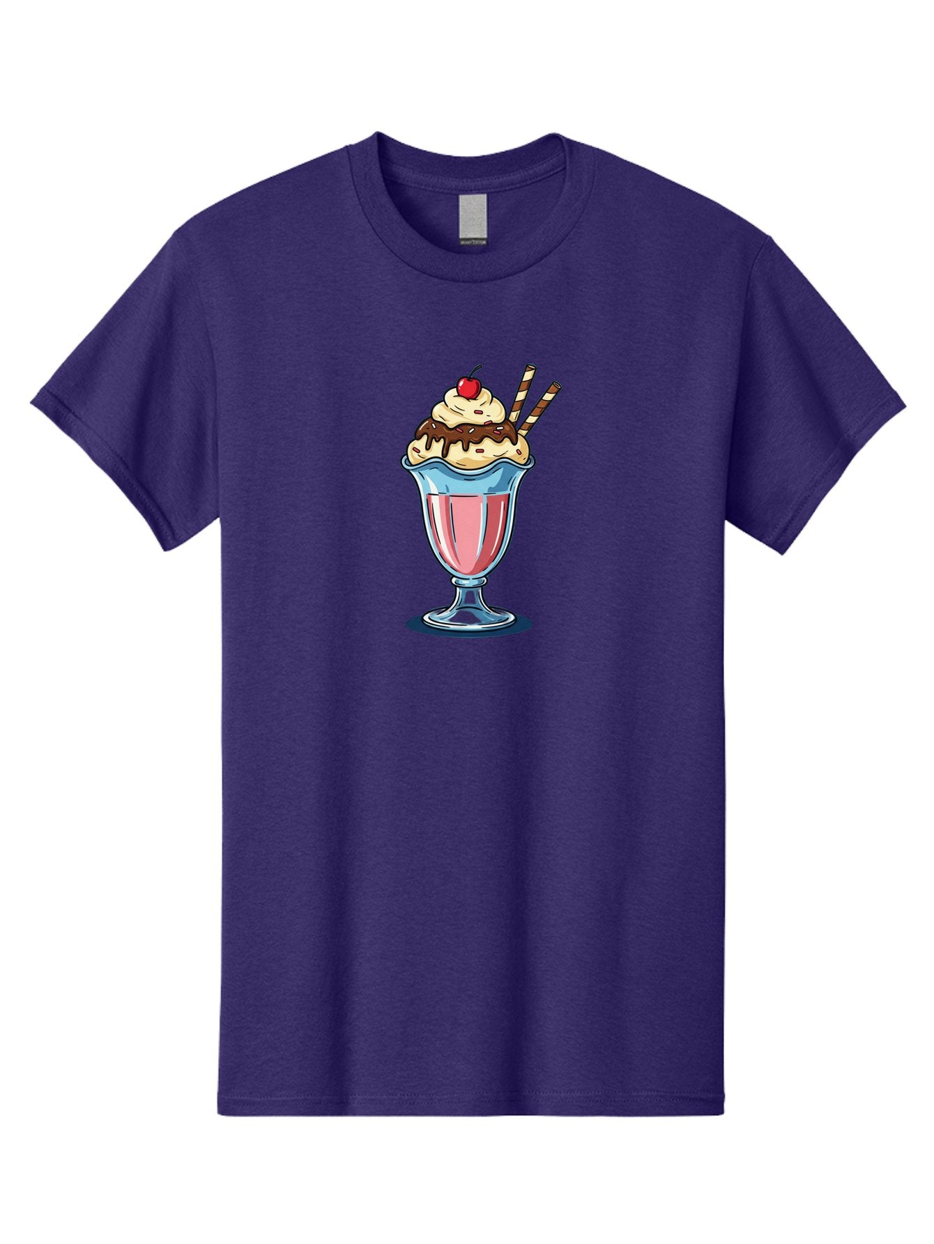 Sundae Men'S Graphic Tee, 100% Cotton, Comfortable Casual Summer Wear, Machine Washable, Sundae Glass, Pink Milkshake, Whipped Cream, Chocolate Sauce, Cherry On Top, Striped Straws, Sweet Treat, Dessert, Cold Drink, Creamy Texture, Bab478 5