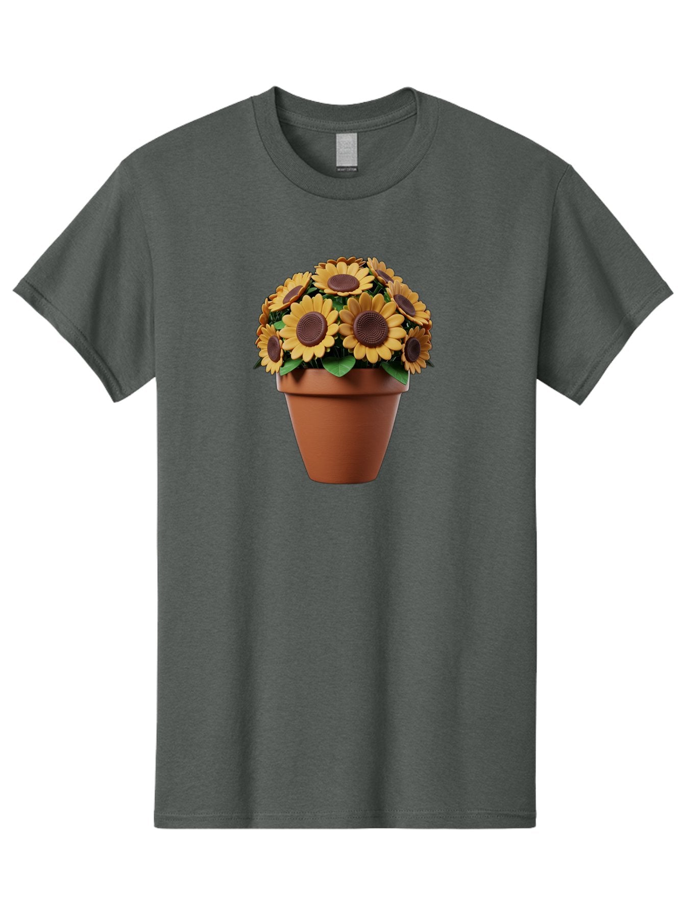 Sunflowers-In-Terracotta-Pot Men'S Graphic Tee, 100% Cotton, Comfortable Casual Summer Wear, Machine Washable, Sunflowers In Terracotta Pot, Yellow Flowers, Floral Arrangement, Potted Plants, Garden Decor, Home Decor, Artificial Flowers, Bab479 3