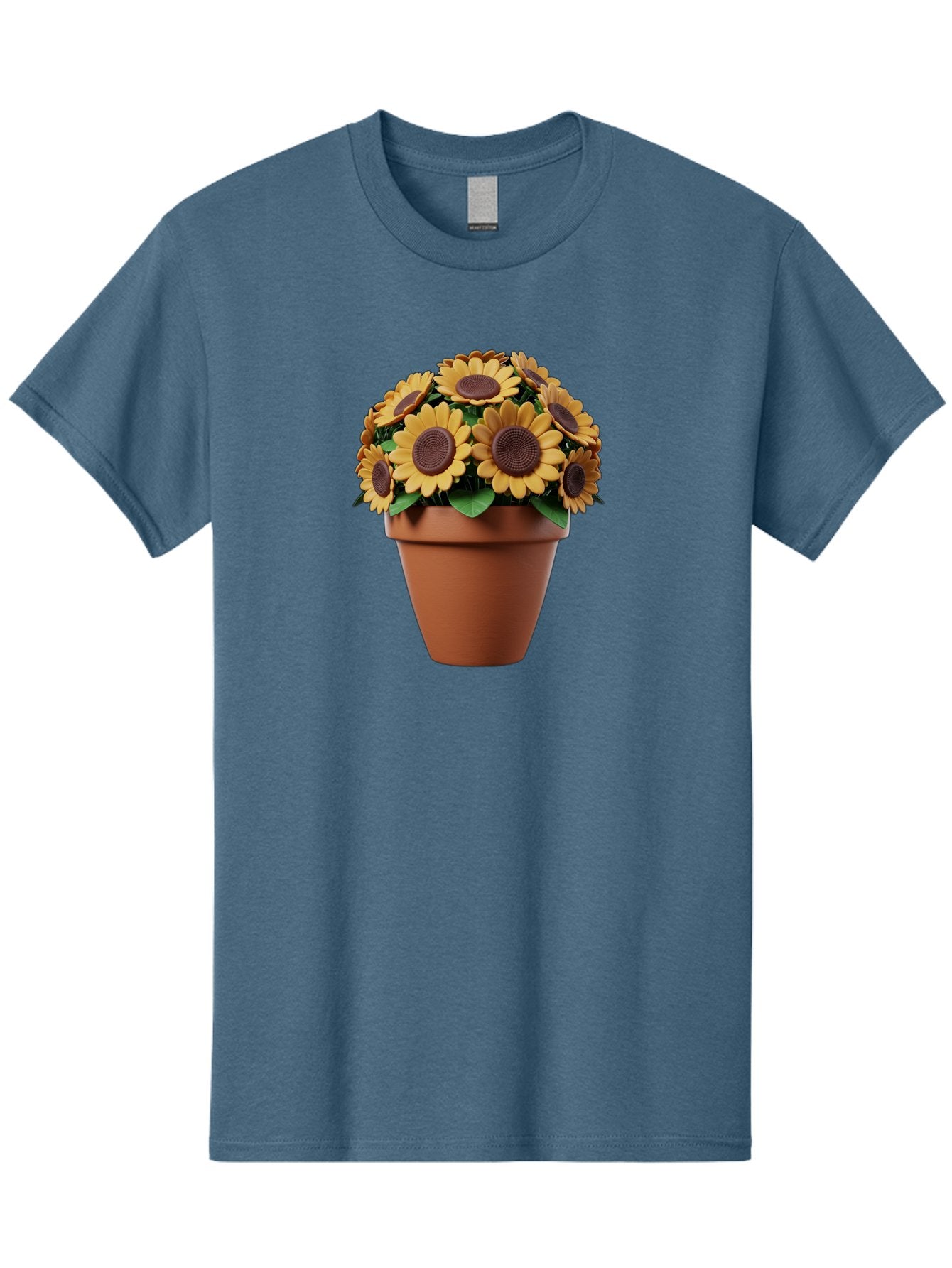 Sunflowers-In-Terracotta-Pot Men'S Graphic Tee, 100% Cotton, Comfortable Casual Summer Wear, Machine Washable, Sunflowers In Terracotta Pot, Yellow Flowers, Floral Arrangement, Potted Plants, Garden Decor, Home Decor, Artificial Flowers, Bab479 5