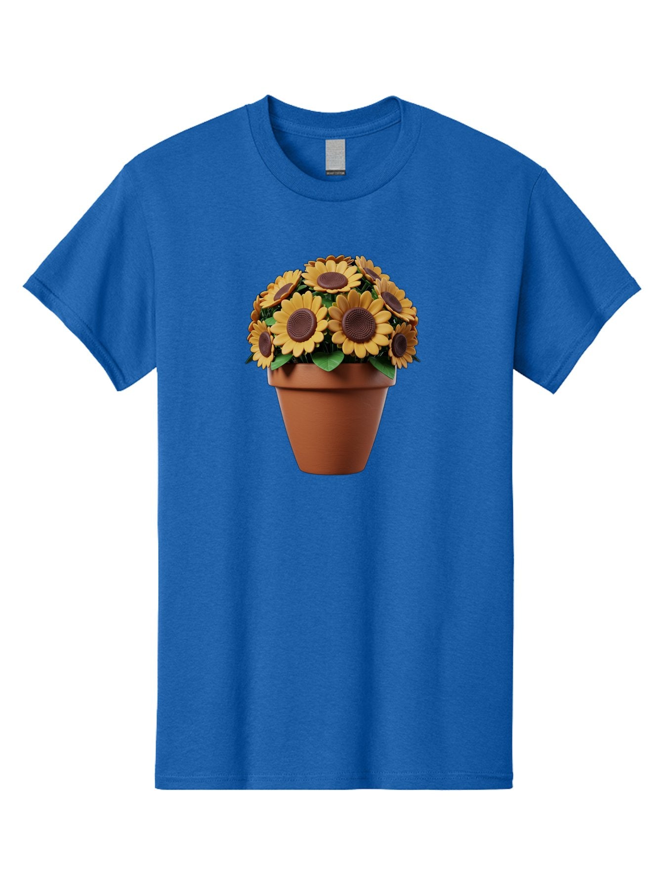 Sunflowers-In-Terracotta-Pot Men'S Graphic Tee, 100% Cotton, Comfortable Casual Summer Wear, Machine Washable, Sunflowers In Terracotta Pot, Yellow Flowers, Floral Arrangement, Potted Plants, Garden Decor, Home Decor, Artificial Flowers, Bab479 7