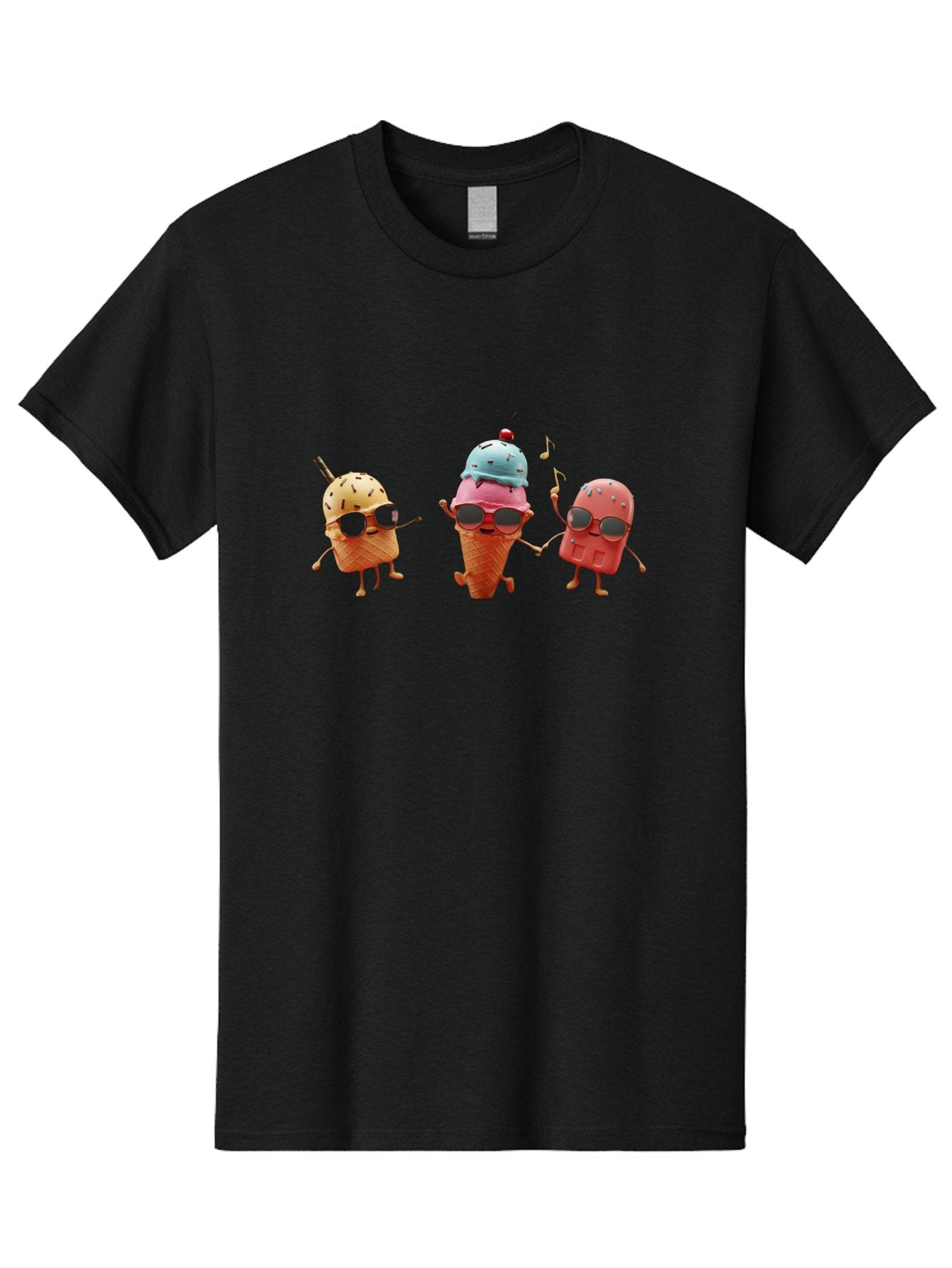 Sunglasses-Ice-Cream Men'S Graphic Tee, 100% Cotton, Comfortable Casual Summer Wear, Machine Washable, Fun Ice Cream Characters, Cool Shades, Summertime Vibes, Dancing Treats, Playful Dessert, Sweet Indulgence, Frozen Fun Bab480 7