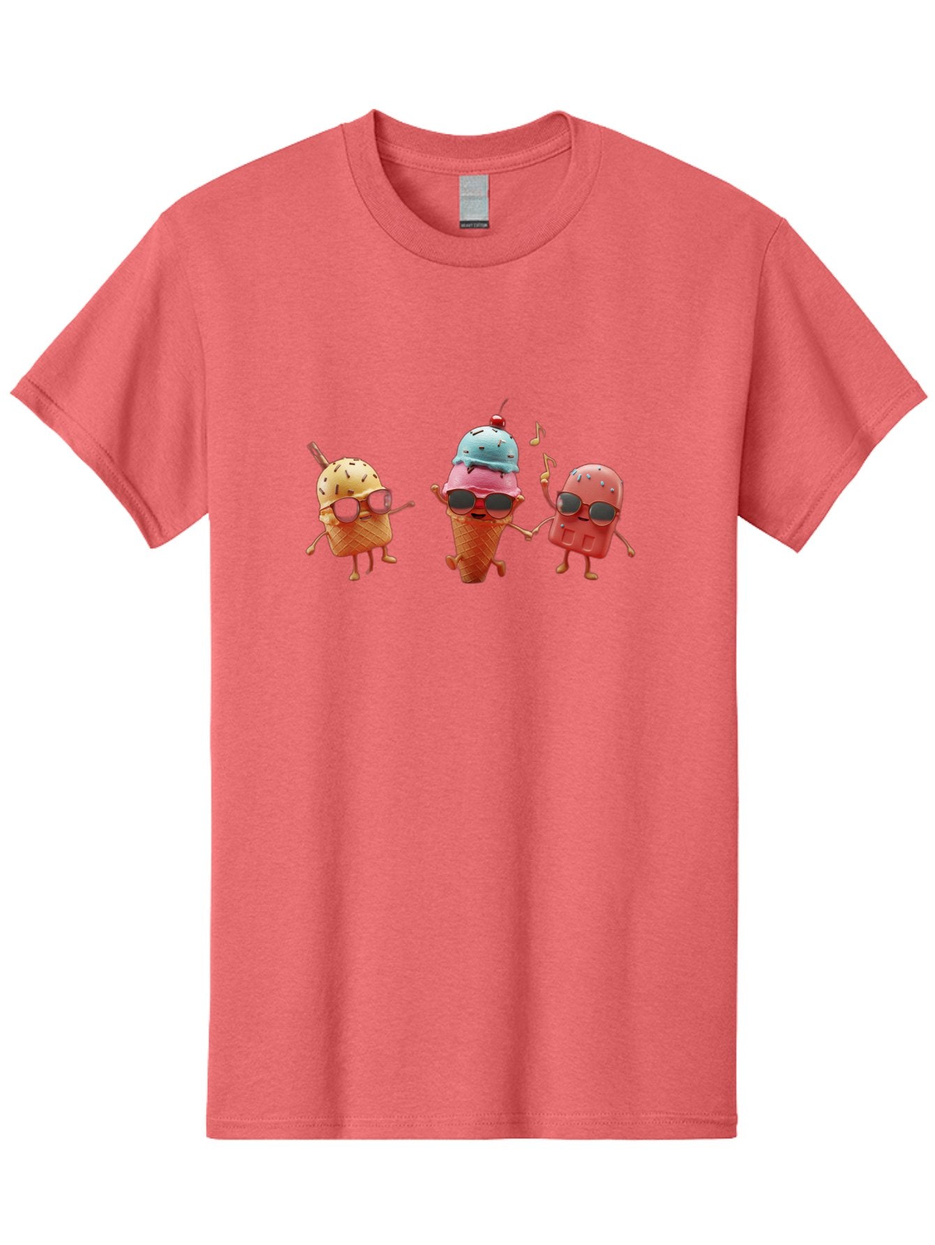 Sunglasses-Ice-Cream Men'S Graphic Tee, 100% Cotton, Comfortable Casual Summer Wear, Machine Washable, Fun Ice Cream Characters, Cool Shades, Summertime Vibes, Dancing Treats, Playful Dessert, Sweet Indulgence, Frozen Fun Bab480 15
