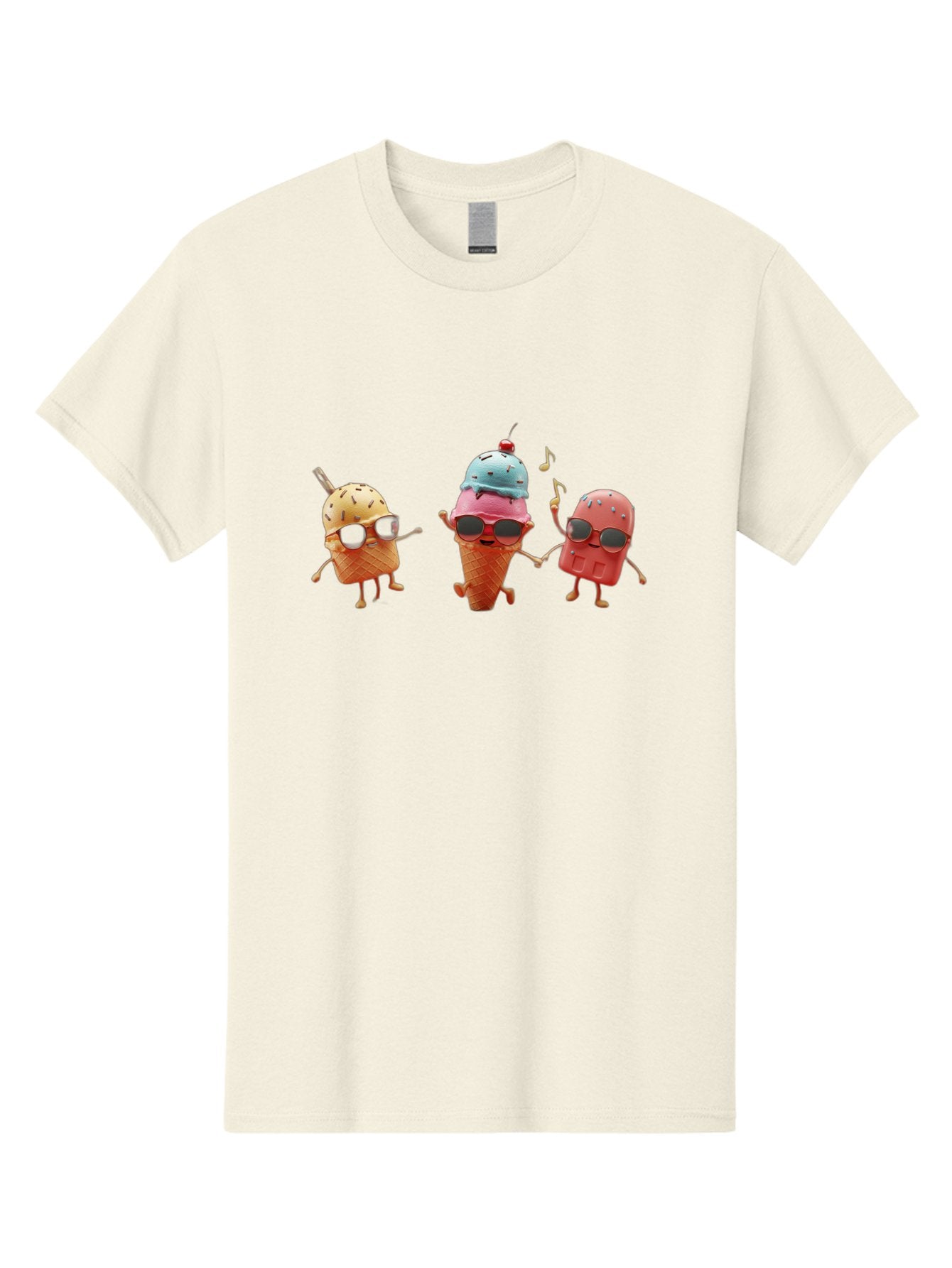 Sunglasses-Ice-Cream Men'S Graphic Tee, 100% Cotton, Comfortable Casual Summer Wear, Machine Washable, Fun Ice Cream Characters, Cool Shades, Summertime Vibes, Dancing Treats, Playful Dessert, Sweet Indulgence, Frozen Fun Bab480 10