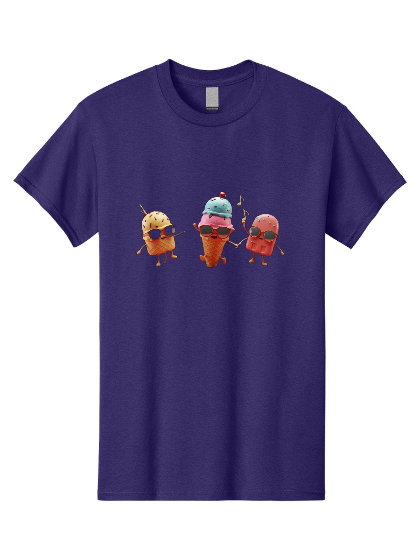 Sunglasses-Ice-Cream Men'S Graphic Tee, 100% Cotton, Comfortable Casual Summer Wear, Machine Washable, Fun Ice Cream Characters, Cool Shades, Summertime Vibes, Dancing Treats, Playful Dessert, Sweet Indulgence, Frozen Fun Bab480 6