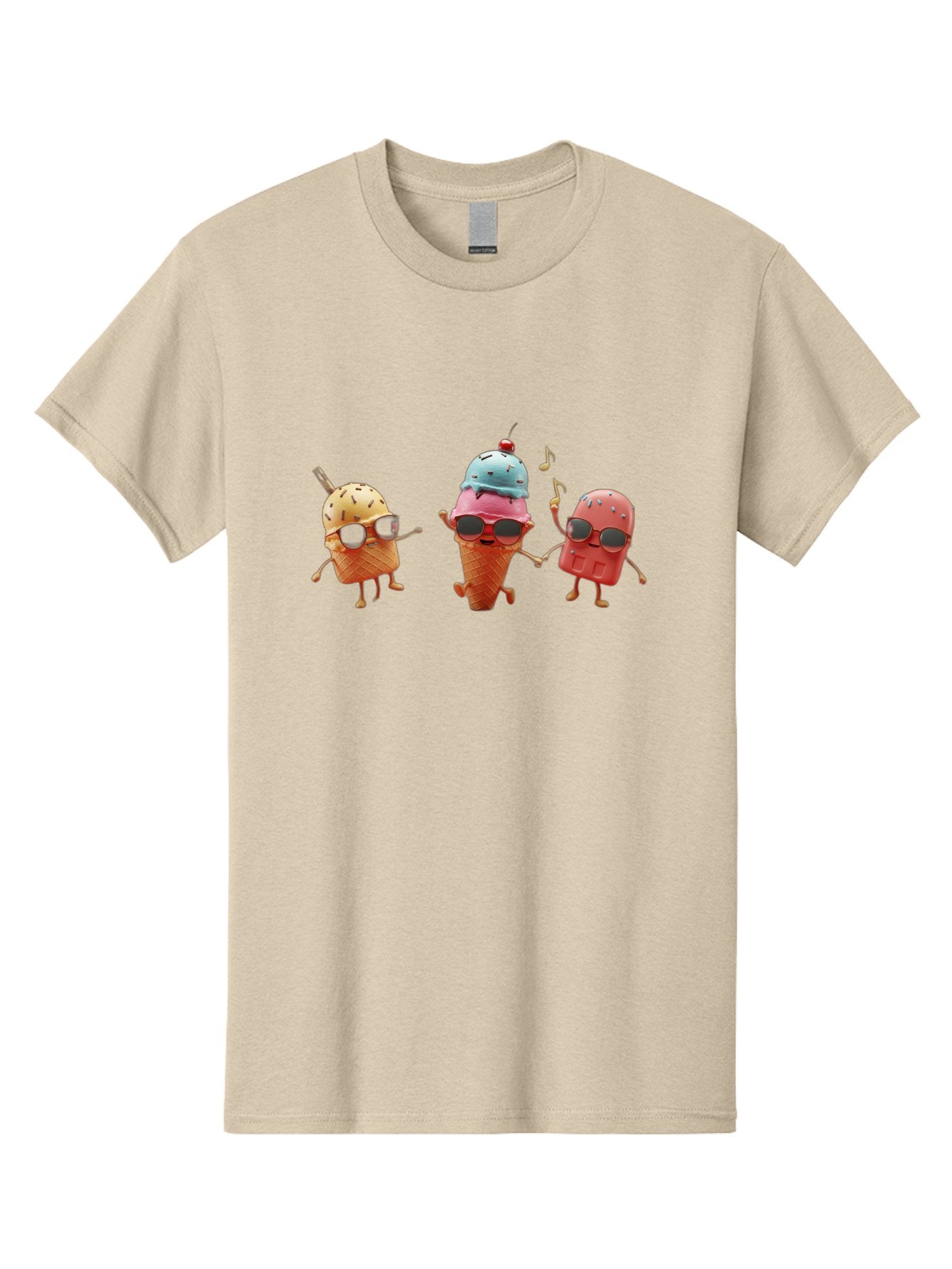 Sunglasses-Ice-Cream Men'S Graphic Tee, 100% Cotton, Comfortable Casual Summer Wear, Machine Washable, Fun Ice Cream Characters, Cool Shades, Summertime Vibes, Dancing Treats, Playful Dessert, Sweet Indulgence, Frozen Fun Bab480 8