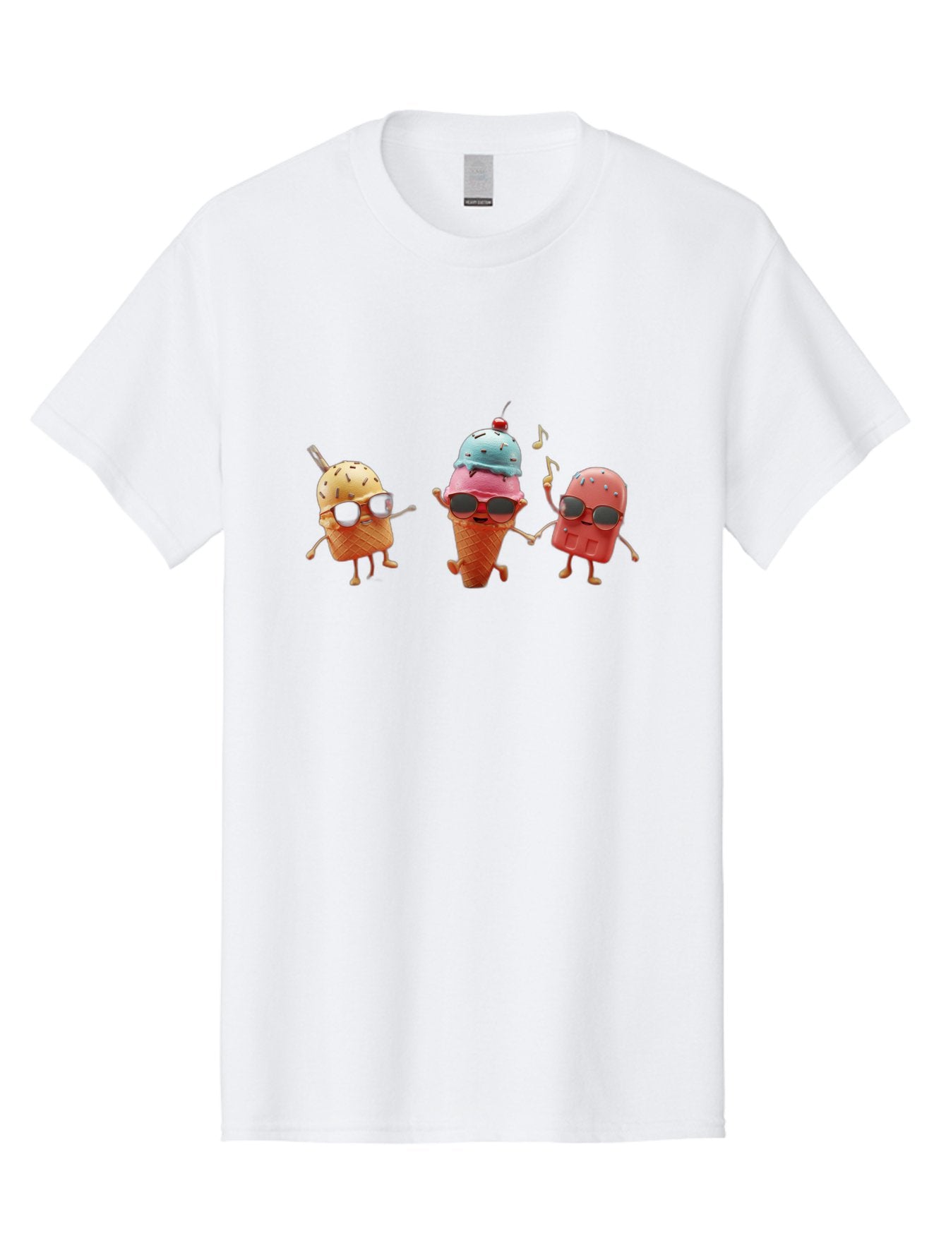 Sunglasses-Ice-Cream Men'S Graphic Tee, 100% Cotton, Comfortable Casual Summer Wear, Machine Washable, Fun Ice Cream Characters, Cool Shades, Summertime Vibes, Dancing Treats, Playful Dessert, Sweet Indulgence, Frozen Fun Bab480 14