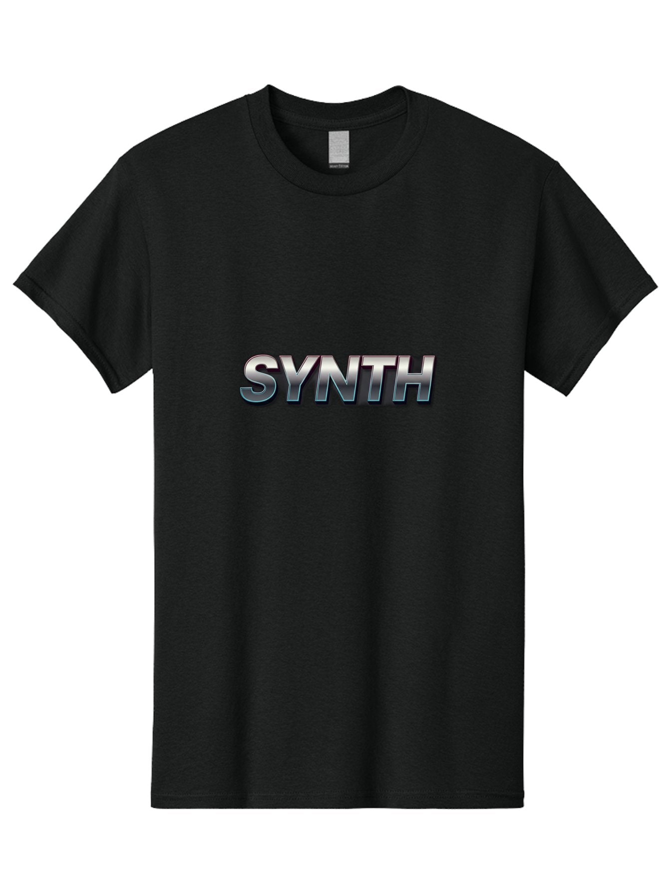 Synth Men'S Graphic Tee, 100% Cotton, Comfortable Casual Summer Wear, Machine Washable, Synth, Silver Text, Bold Font, Chrome Effect, Metallic Sheen, Futuristic Design, Modern Typography, Tech-Inspired Graphic Bab483 12