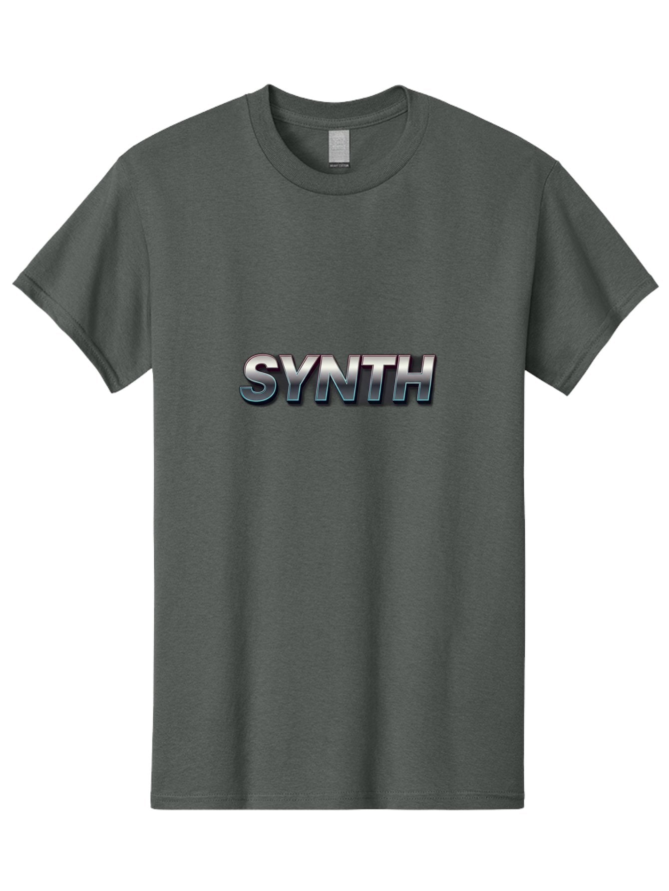 Synth Men'S Graphic Tee, 100% Cotton, Comfortable Casual Summer Wear, Machine Washable, Synth, Silver Text, Bold Font, Chrome Effect, Metallic Sheen, Futuristic Design, Modern Typography, Tech-Inspired Graphic Bab483 13
