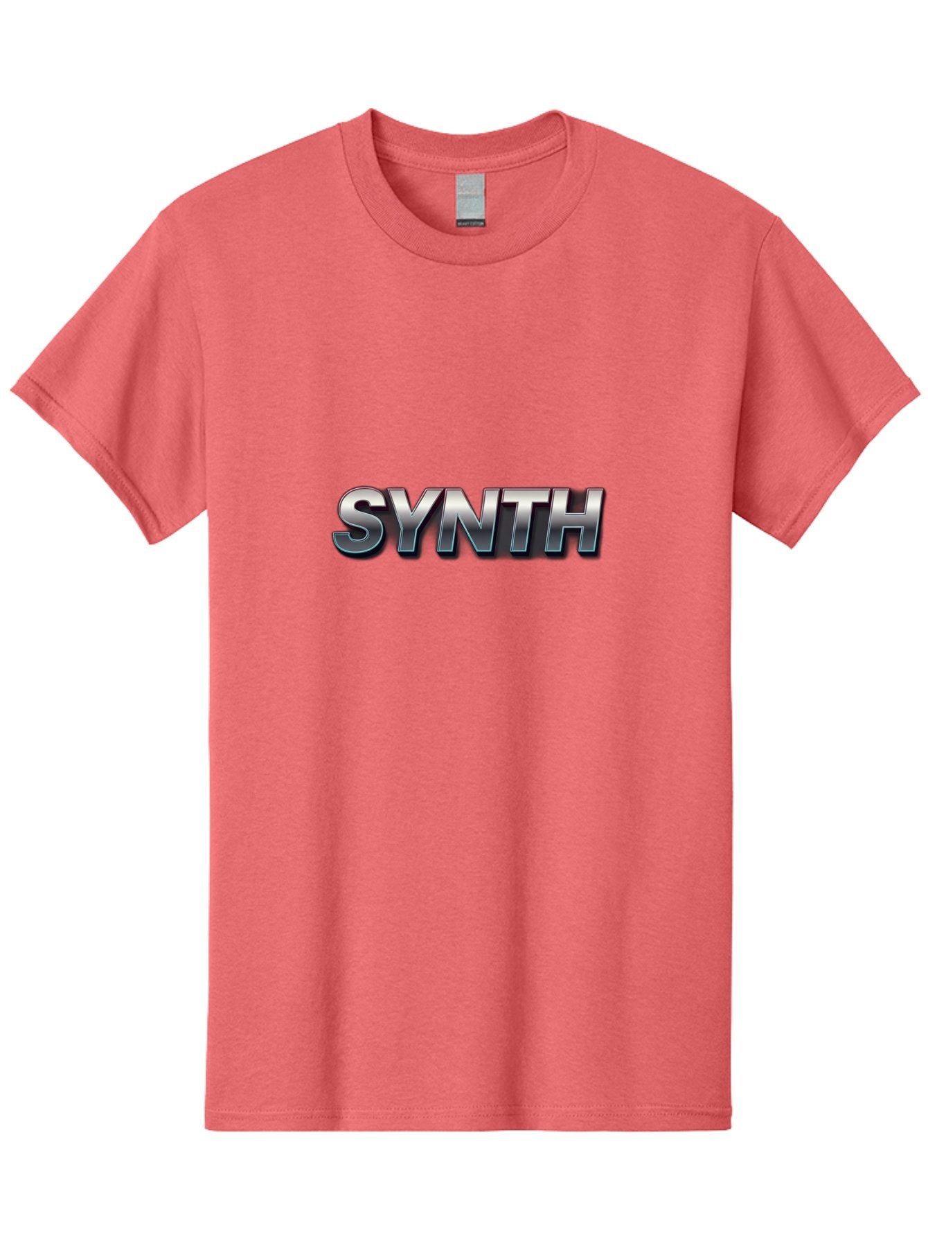 Synth Men'S Graphic Tee, 100% Cotton, Comfortable Casual Summer Wear, Machine Washable, Synth, Silver Text, Bold Font, Chrome Effect, Metallic Sheen, Futuristic Design, Modern Typography, Tech-Inspired Graphic Bab483 9