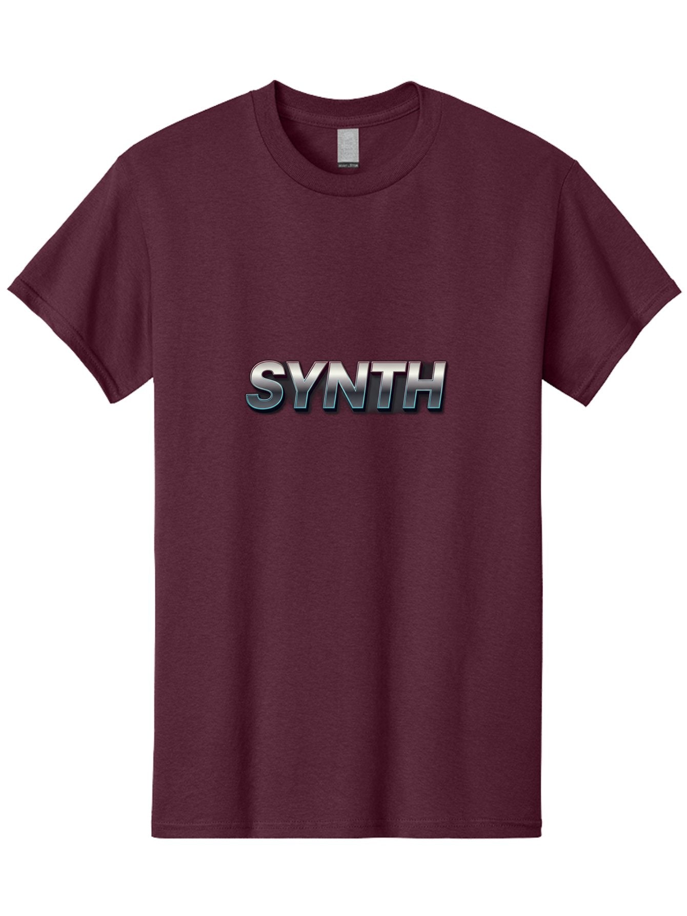 Synth Men'S Graphic Tee, 100% Cotton, Comfortable Casual Summer Wear, Machine Washable, Synth, Silver Text, Bold Font, Chrome Effect, Metallic Sheen, Futuristic Design, Modern Typography, Tech-Inspired Graphic Bab483 8