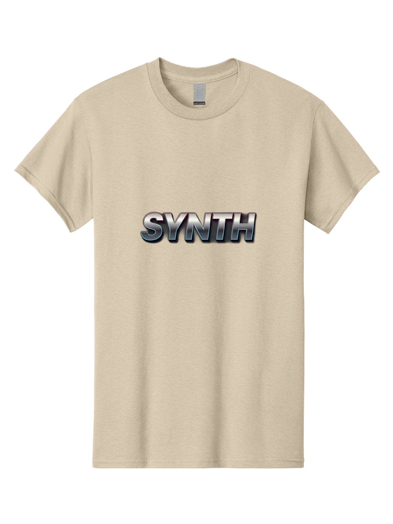 Synth Men'S Graphic Tee, 100% Cotton, Comfortable Casual Summer Wear, Machine Washable, Synth, Silver Text, Bold Font, Chrome Effect, Metallic Sheen, Futuristic Design, Modern Typography, Tech-Inspired Graphic Bab483 11