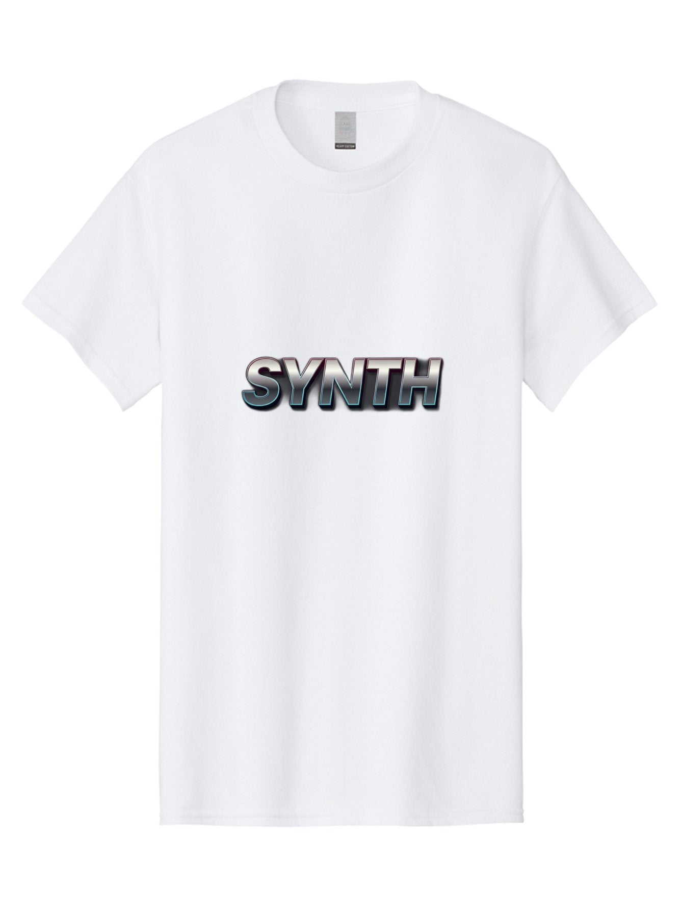 Synth Men'S Graphic Tee, 100% Cotton, Comfortable Casual Summer Wear, Machine Washable, Synth, Silver Text, Bold Font, Chrome Effect, Metallic Sheen, Futuristic Design, Modern Typography, Tech-Inspired Graphic Bab483 10