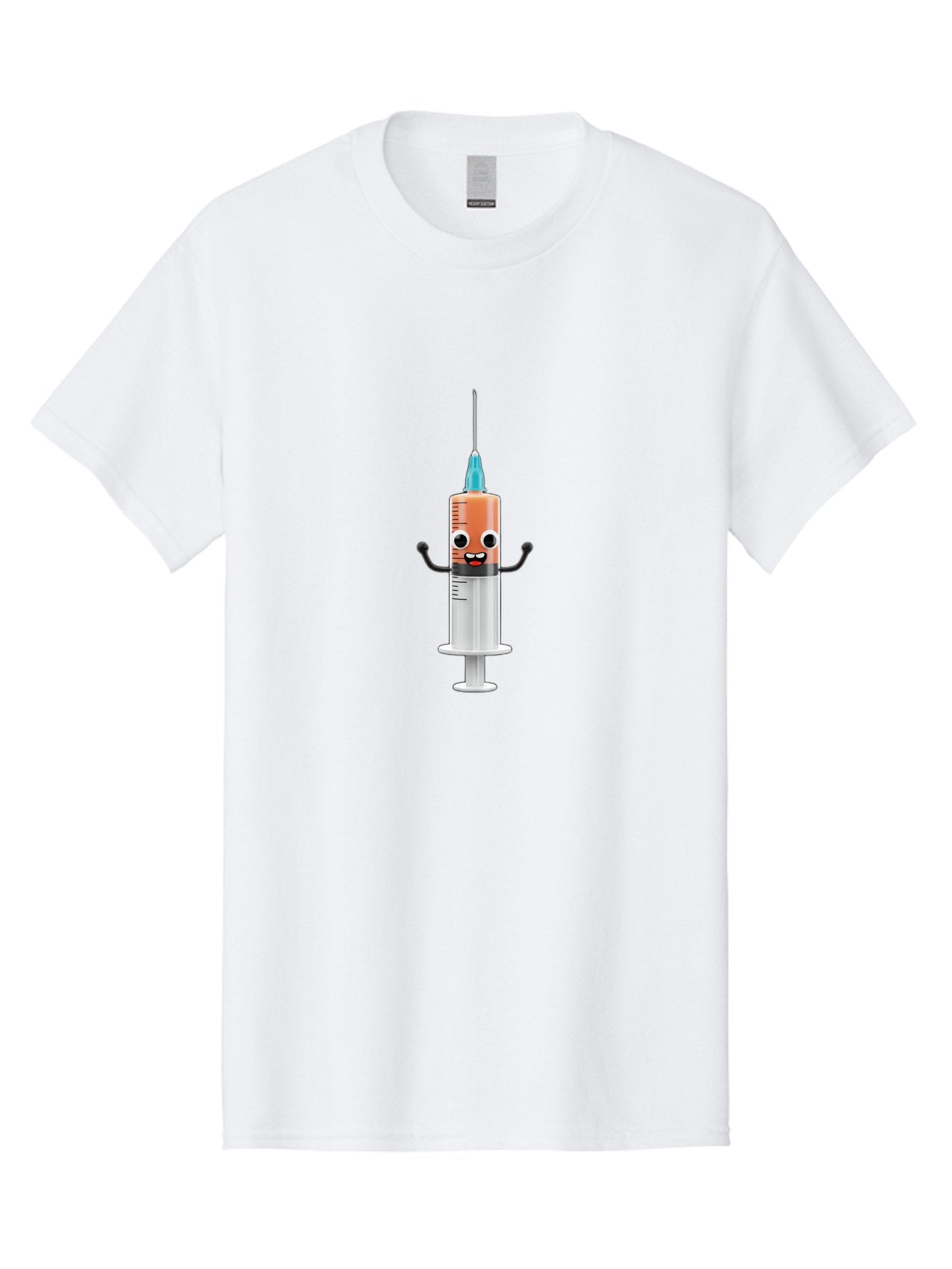 Syringe-Cartoon-Character Men'S Graphic Tee, 100% Cotton, Comfortable Casual Summer Wear, Machine Washable, Syringe Character, Vaccination, Medical Symbol, Cartoon Character, Funny Syringe, Immunization, Vaccine Representation, Health Care Bab484 10