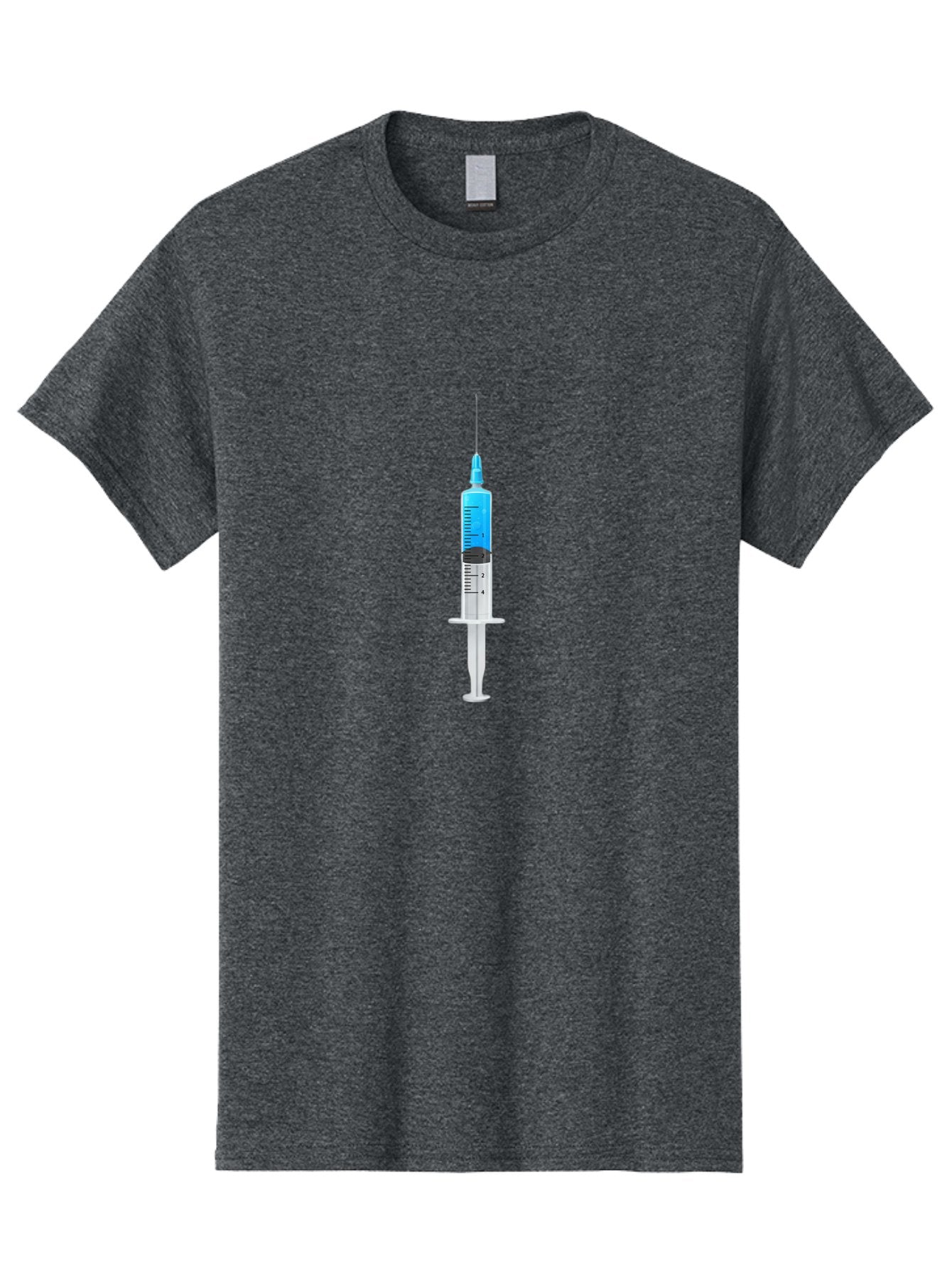 Syringe Men'S Graphic Tee, 100% Cotton, Comfortable Casual Summer Wear, Machine Washable, Medical Syringe, Vaccine Administration, Healthcare, Medical Equipment, Injection, Blue Liquid, Clear Barrel, Measurement Markings Bab485 13