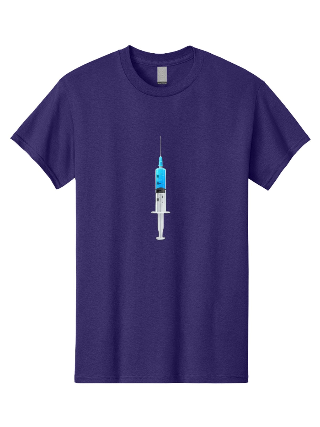 Syringe Men'S Graphic Tee, 100% Cotton, Comfortable Casual Summer Wear, Machine Washable, Medical Syringe, Vaccine Administration, Healthcare, Medical Equipment, Injection, Blue Liquid, Clear Barrel, Measurement Markings Bab485 8