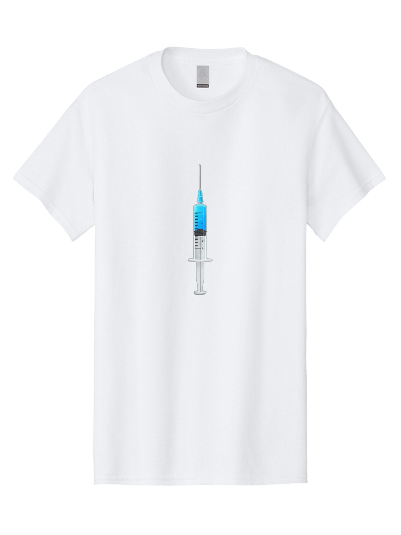 Syringe Men'S Graphic Tee, 100% Cotton, Comfortable Casual Summer Wear, Machine Washable, Medical Syringe, Vaccine Administration, Healthcare, Medical Equipment, Injection, Blue Liquid, Clear Barrel, Measurement Markings Bab485 6