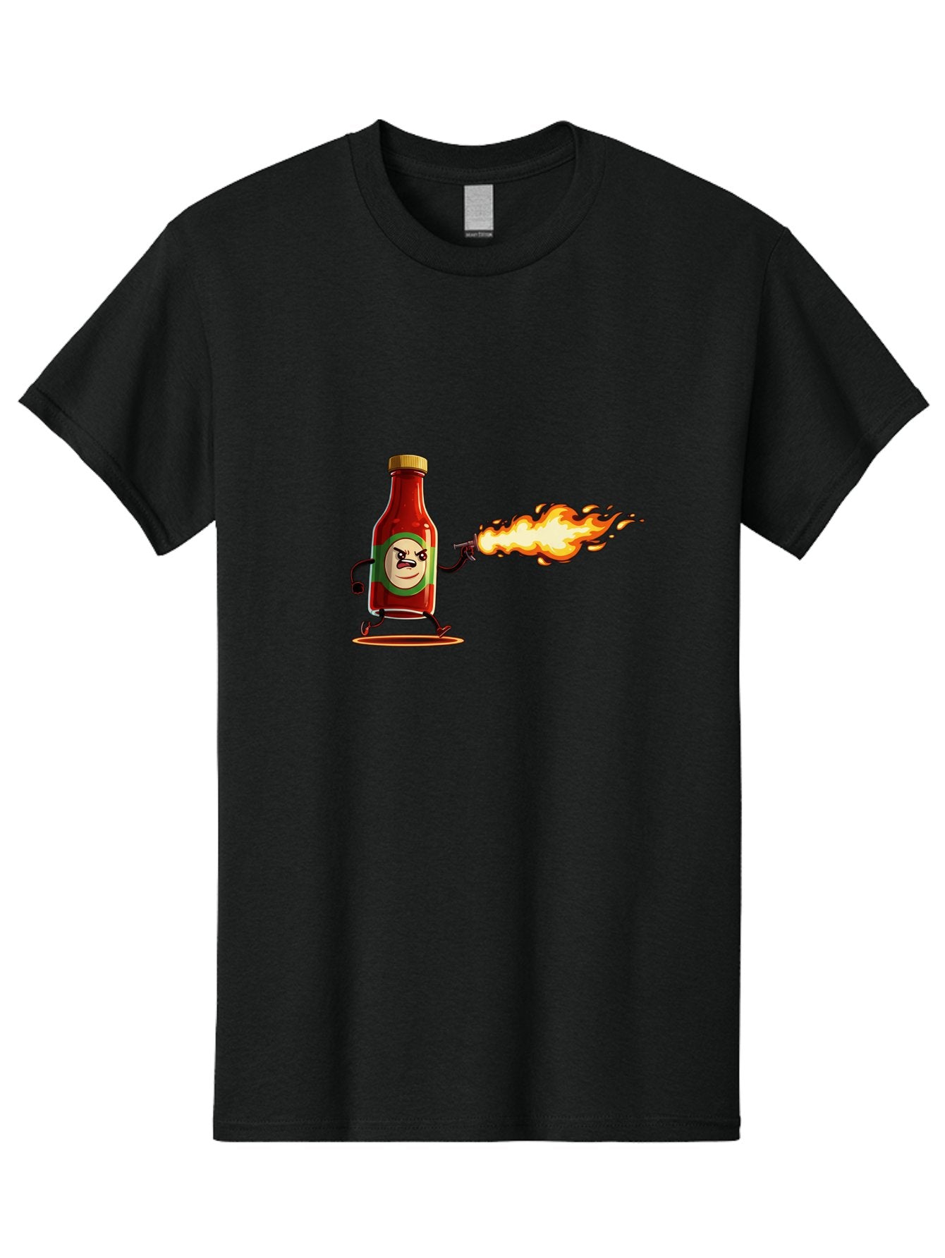 Tabasco Men'S Graphic Tee, 100% Cotton, Comfortable Casual Summer Wear, Machine Washable, Tabasco Sauce Bottle Character, Fiery Personality, Cartoon Style, Hot Sauce, Spicy Food, Humorous Illustration, Condiment, Animated Bottle Bab486 10