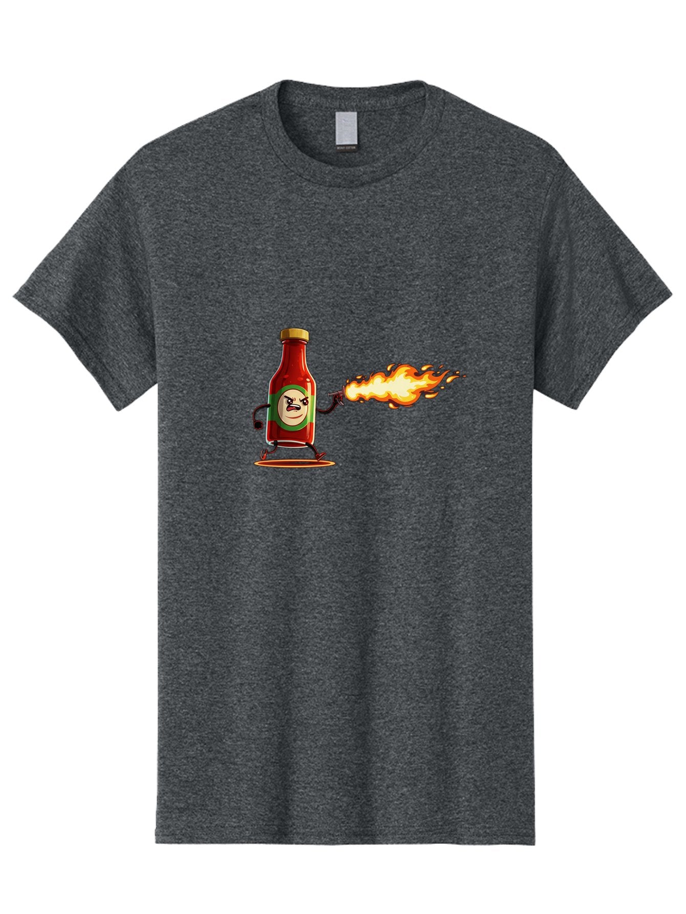 Tabasco Men'S Graphic Tee, 100% Cotton, Comfortable Casual Summer Wear, Machine Washable, Tabasco Sauce Bottle Character, Fiery Personality, Cartoon Style, Hot Sauce, Spicy Food, Humorous Illustration, Condiment, Animated Bottle Bab486 11