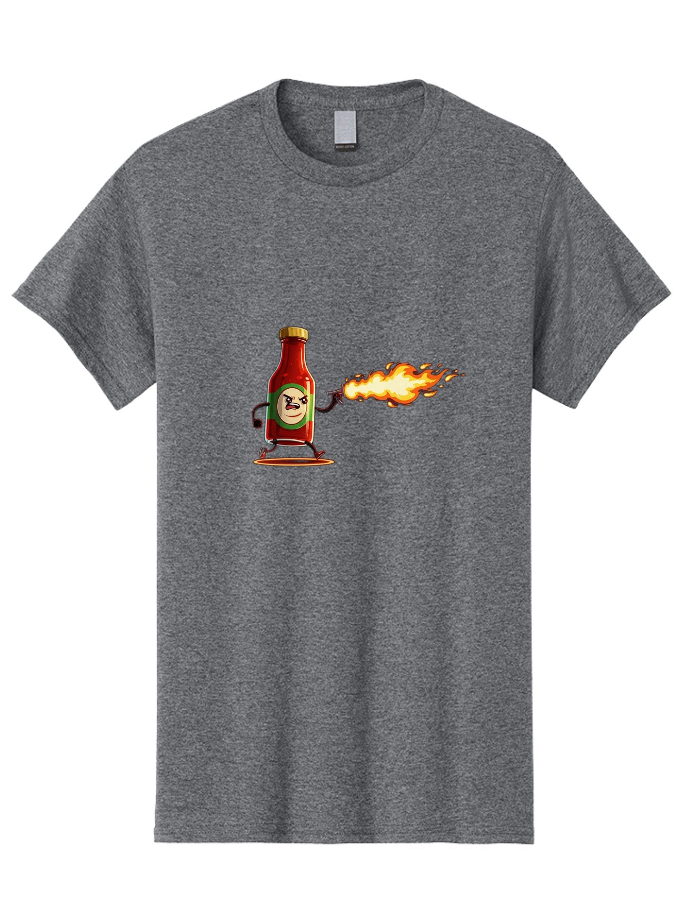 Tabasco Men'S Graphic Tee, 100% Cotton, Comfortable Casual Summer Wear, Machine Washable, Tabasco Sauce Bottle Character, Fiery Personality, Cartoon Style, Hot Sauce, Spicy Food, Humorous Illustration, Condiment, Animated Bottle Bab486 14