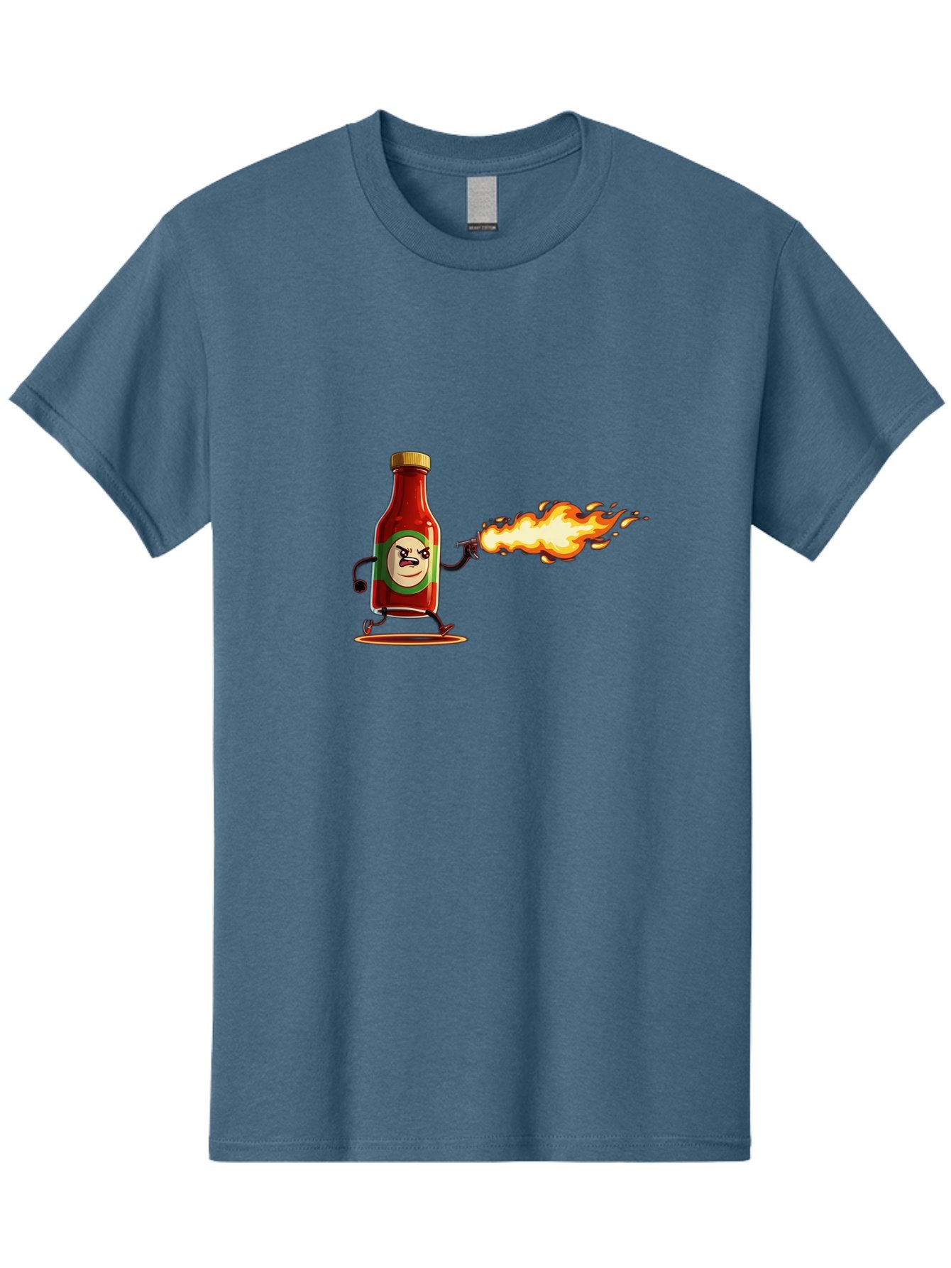 Tabasco Men'S Graphic Tee, 100% Cotton, Comfortable Casual Summer Wear, Machine Washable, Tabasco Sauce Bottle Character, Fiery Personality, Cartoon Style, Hot Sauce, Spicy Food, Humorous Illustration, Condiment, Animated Bottle Bab486 6
