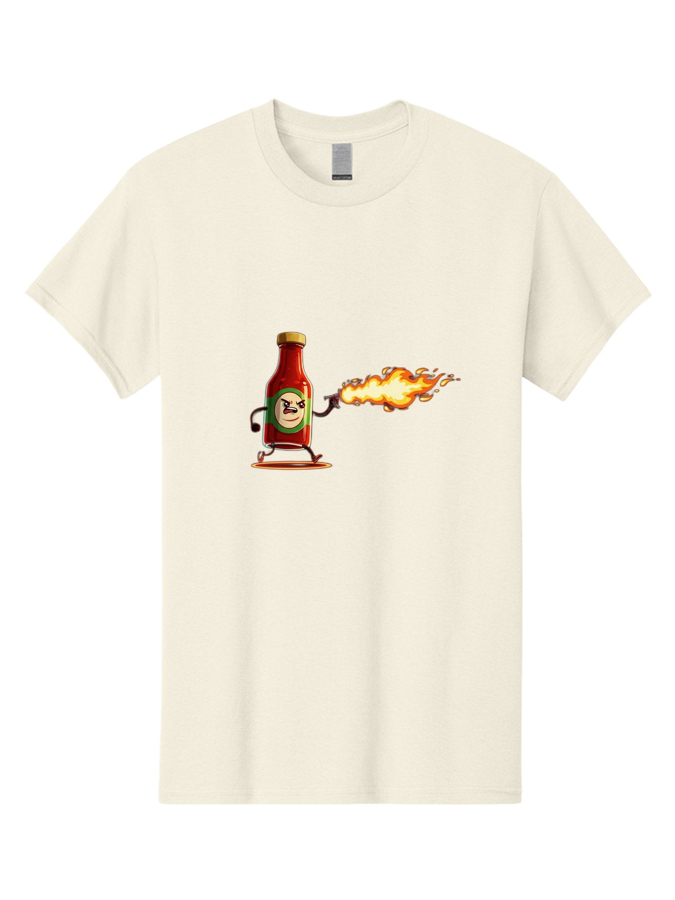 Tabasco Men'S Graphic Tee, 100% Cotton, Comfortable Casual Summer Wear, Machine Washable, Tabasco Sauce Bottle Character, Fiery Personality, Cartoon Style, Hot Sauce, Spicy Food, Humorous Illustration, Condiment, Animated Bottle Bab486 8