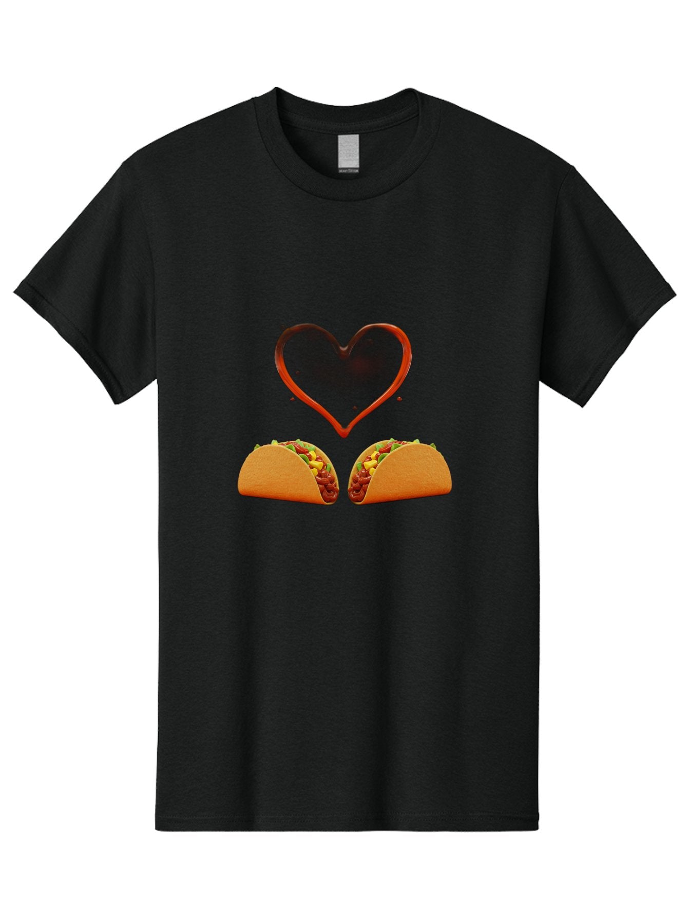 Tacos-And-Heart Men'S Graphic Tee, 100% Cotton, Comfortable Casual Summer Wear, Machine Washable, Tacos With Meat, Corn, Salsa, Love Heart, Red Outline, Delicious Food, Mexican Cuisine, Tasty Treats, Vibrant Colors, Savory Dishes Bab487 8