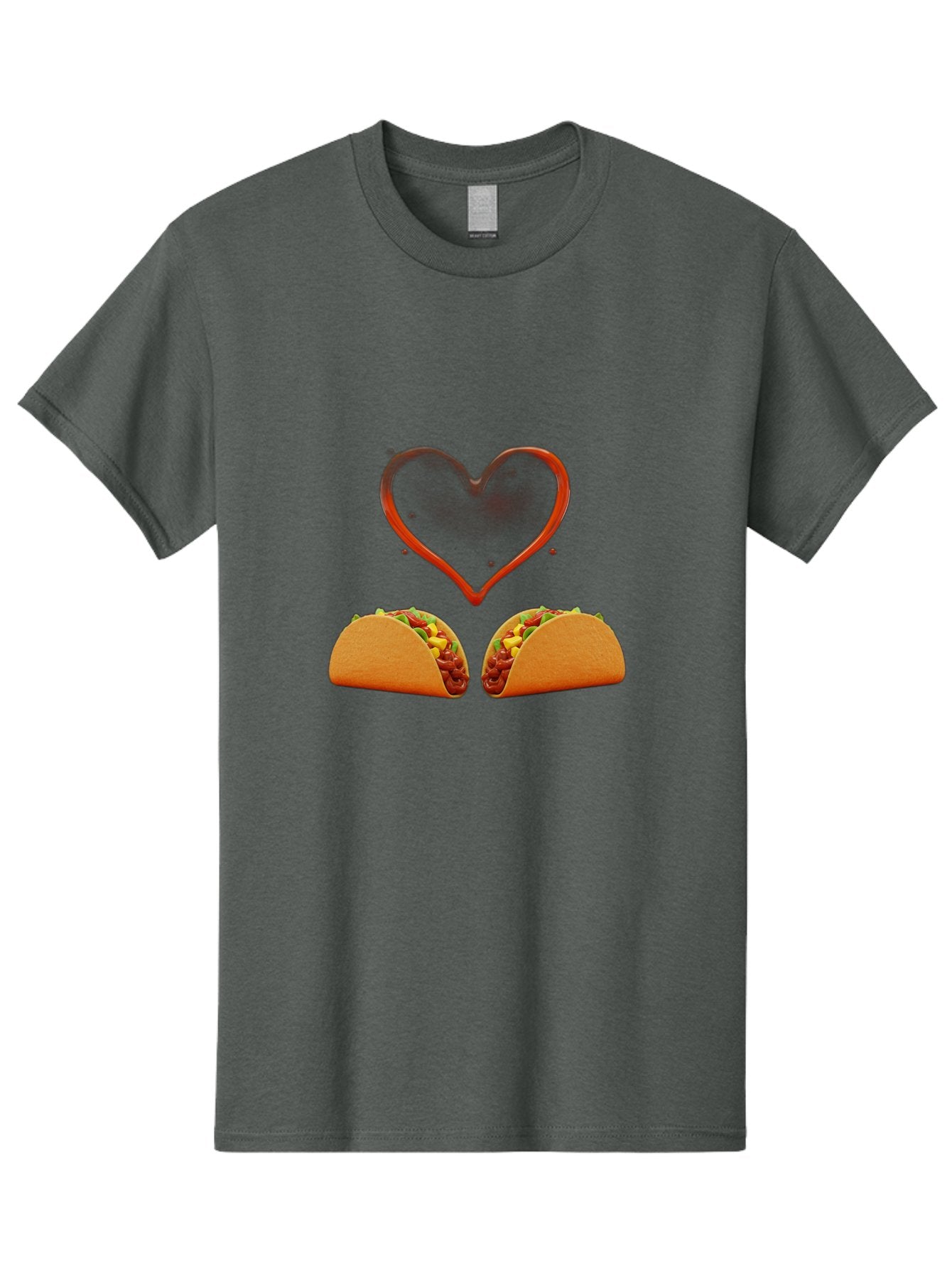 Tacos-And-Heart Men'S Graphic Tee, 100% Cotton, Comfortable Casual Summer Wear, Machine Washable, Tacos With Meat, Corn, Salsa, Love Heart, Red Outline, Delicious Food, Mexican Cuisine, Tasty Treats, Vibrant Colors, Savory Dishes Bab487 6