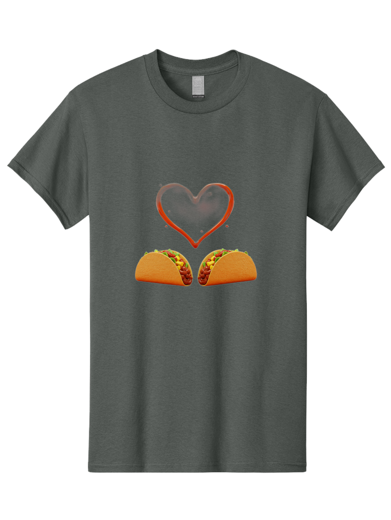 Tacos-And-Heart Men'S Graphic Tee, 100% Cotton, Comfortable Casual Summer Wear, Machine Washable, Tacos With Meat, Corn, Salsa, Love Heart, Red Outline, Delicious Food, Mexican Cuisine, Tasty Treats, Vibrant Colors, Savory Dishes Bab487 13