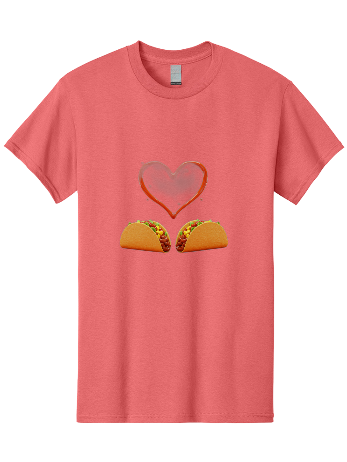 Tacos-And-Heart Men'S Graphic Tee, 100% Cotton, Comfortable Casual Summer Wear, Machine Washable, Tacos With Meat, Corn, Salsa, Love Heart, Red Outline, Delicious Food, Mexican Cuisine, Tasty Treats, Vibrant Colors, Savory Dishes Bab487 15
