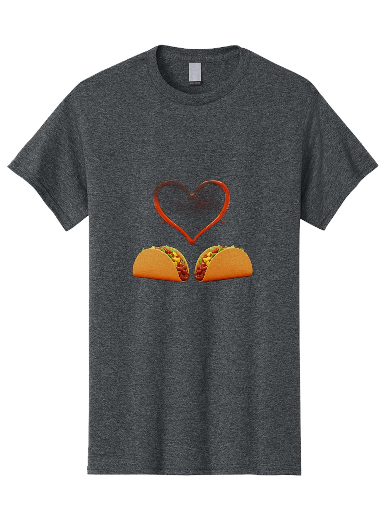 Tacos-And-Heart Men'S Graphic Tee, 100% Cotton, Comfortable Casual Summer Wear, Machine Washable, Tacos With Meat, Corn, Salsa, Love Heart, Red Outline, Delicious Food, Mexican Cuisine, Tasty Treats, Vibrant Colors, Savory Dishes Bab487 13