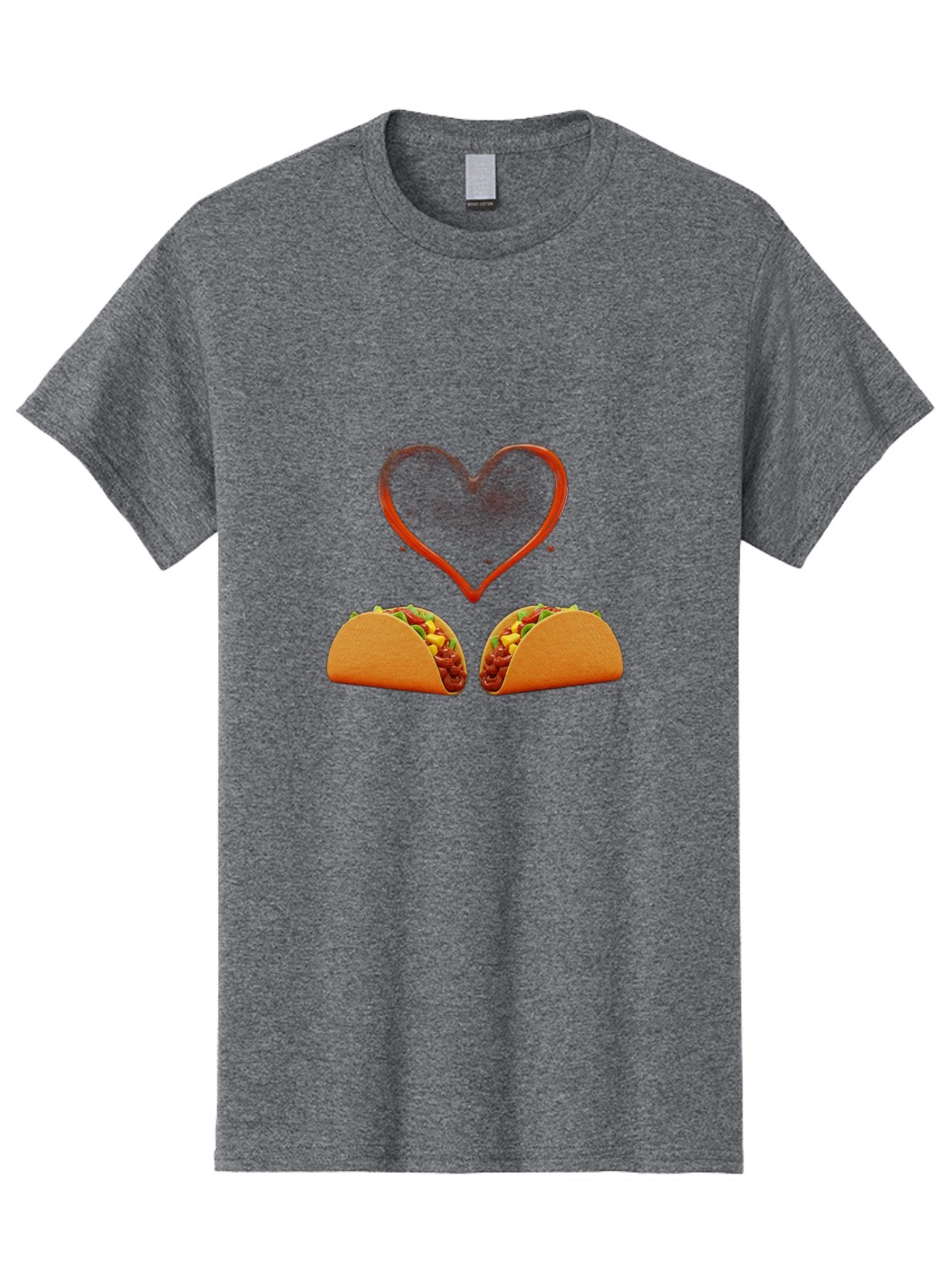 Tacos-And-Heart Men'S Graphic Tee, 100% Cotton, Comfortable Casual Summer Wear, Machine Washable, Tacos With Meat, Corn, Salsa, Love Heart, Red Outline, Delicious Food, Mexican Cuisine, Tasty Treats, Vibrant Colors, Savory Dishes Bab487 7