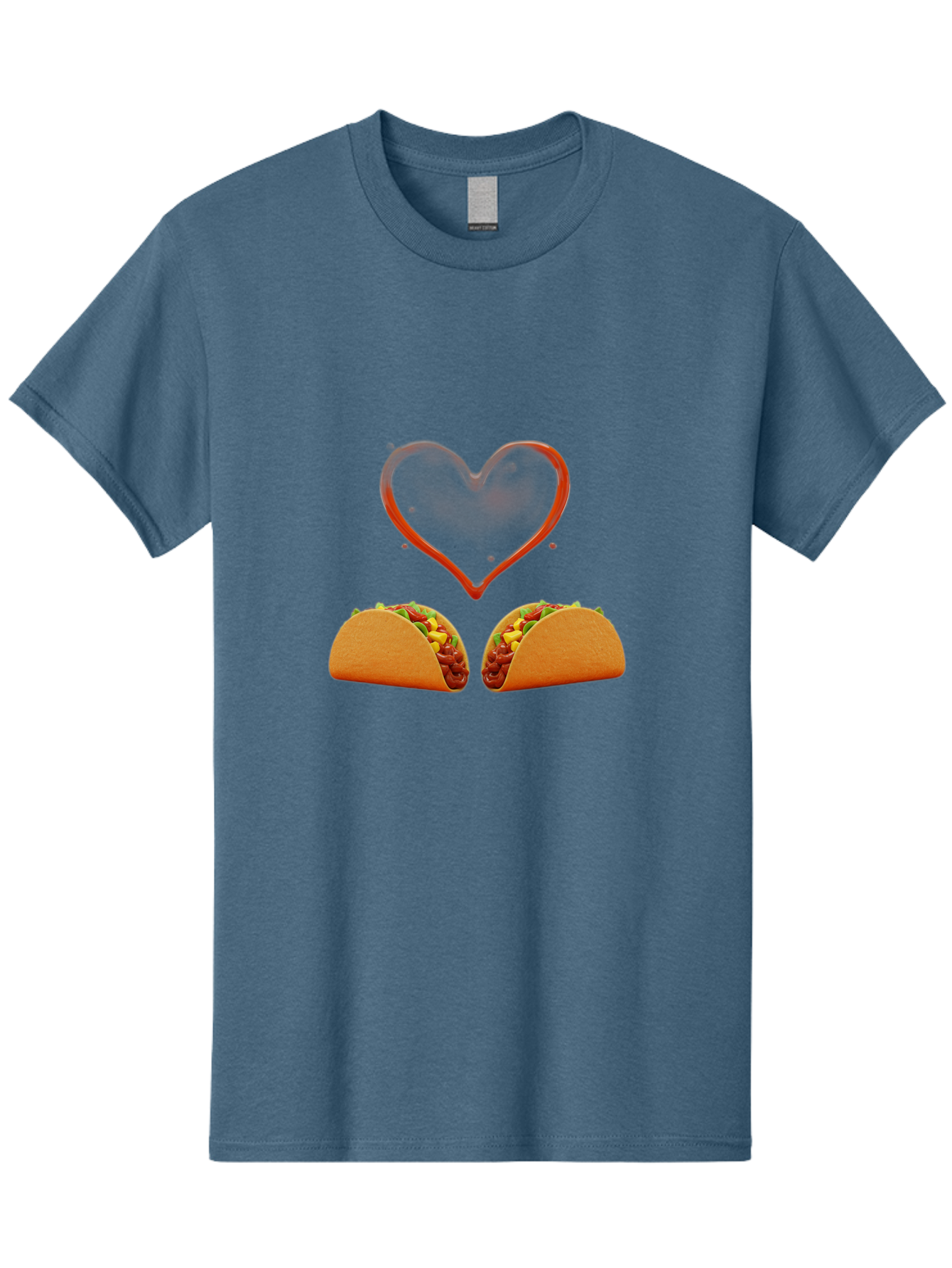 Tacos-And-Heart Men'S Graphic Tee, 100% Cotton, Comfortable Casual Summer Wear, Machine Washable, Tacos With Meat, Corn, Salsa, Love Heart, Red Outline, Delicious Food, Mexican Cuisine, Tasty Treats, Vibrant Colors, Savory Dishes Bab487 9