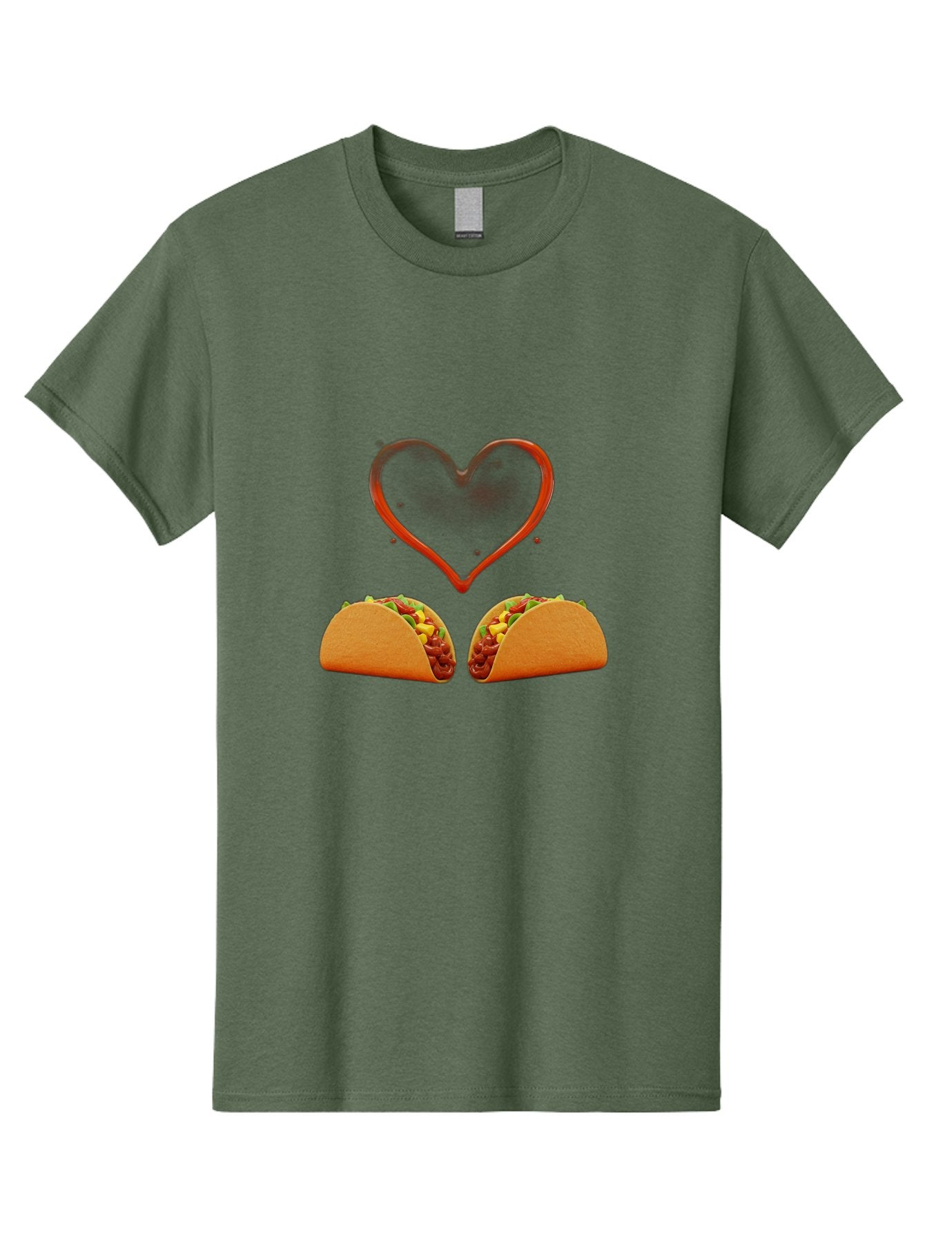Tacos-And-Heart Men'S Graphic Tee, 100% Cotton, Comfortable Casual Summer Wear, Machine Washable, Tacos With Meat, Corn, Salsa, Love Heart, Red Outline, Delicious Food, Mexican Cuisine, Tasty Treats, Vibrant Colors, Savory Dishes Bab487 15