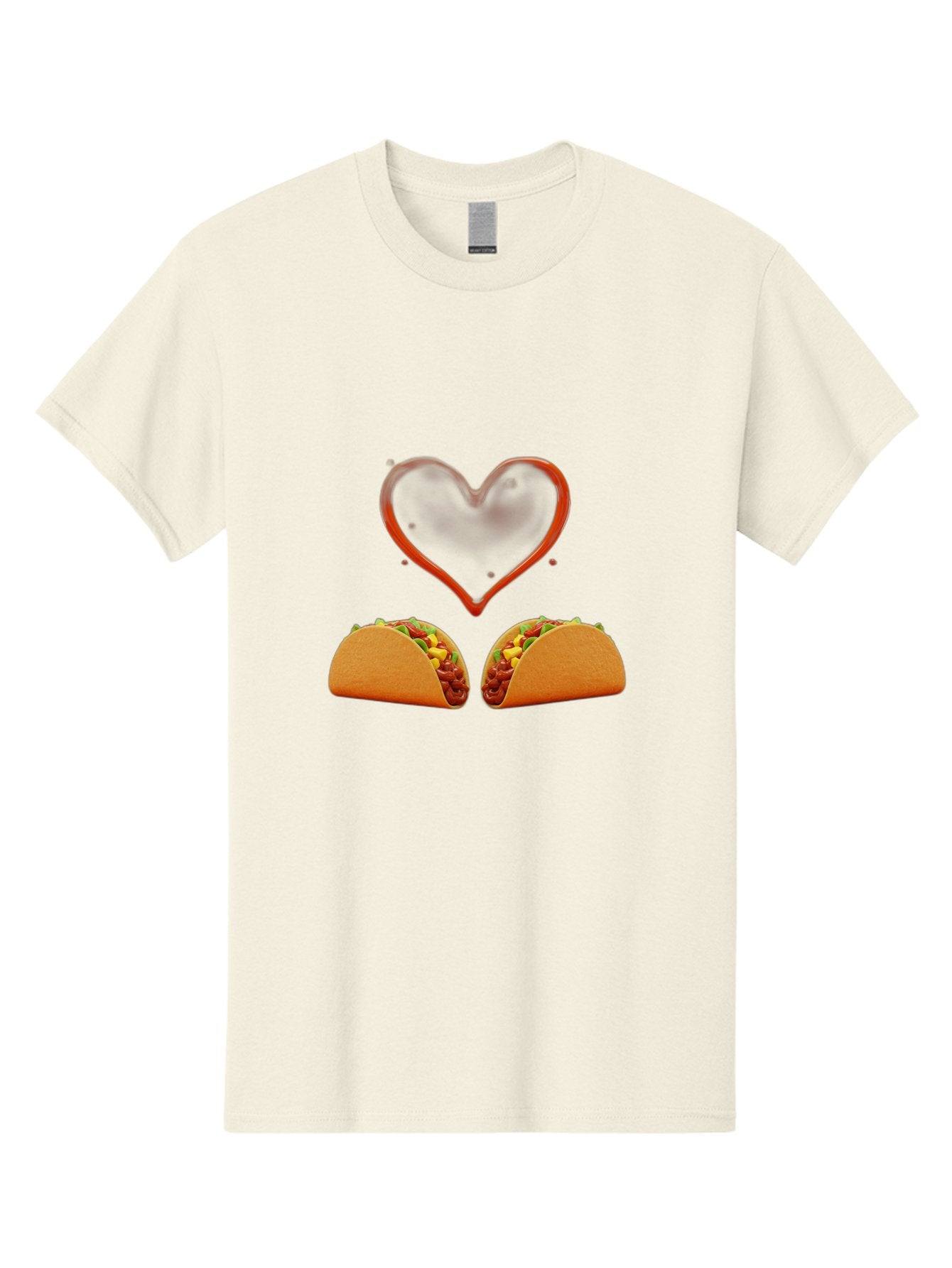 Tacos-And-Heart Men'S Graphic Tee, 100% Cotton, Comfortable Casual Summer Wear, Machine Washable, Tacos With Meat, Corn, Salsa, Love Heart, Red Outline, Delicious Food, Mexican Cuisine, Tasty Treats, Vibrant Colors, Savory Dishes Bab487 4