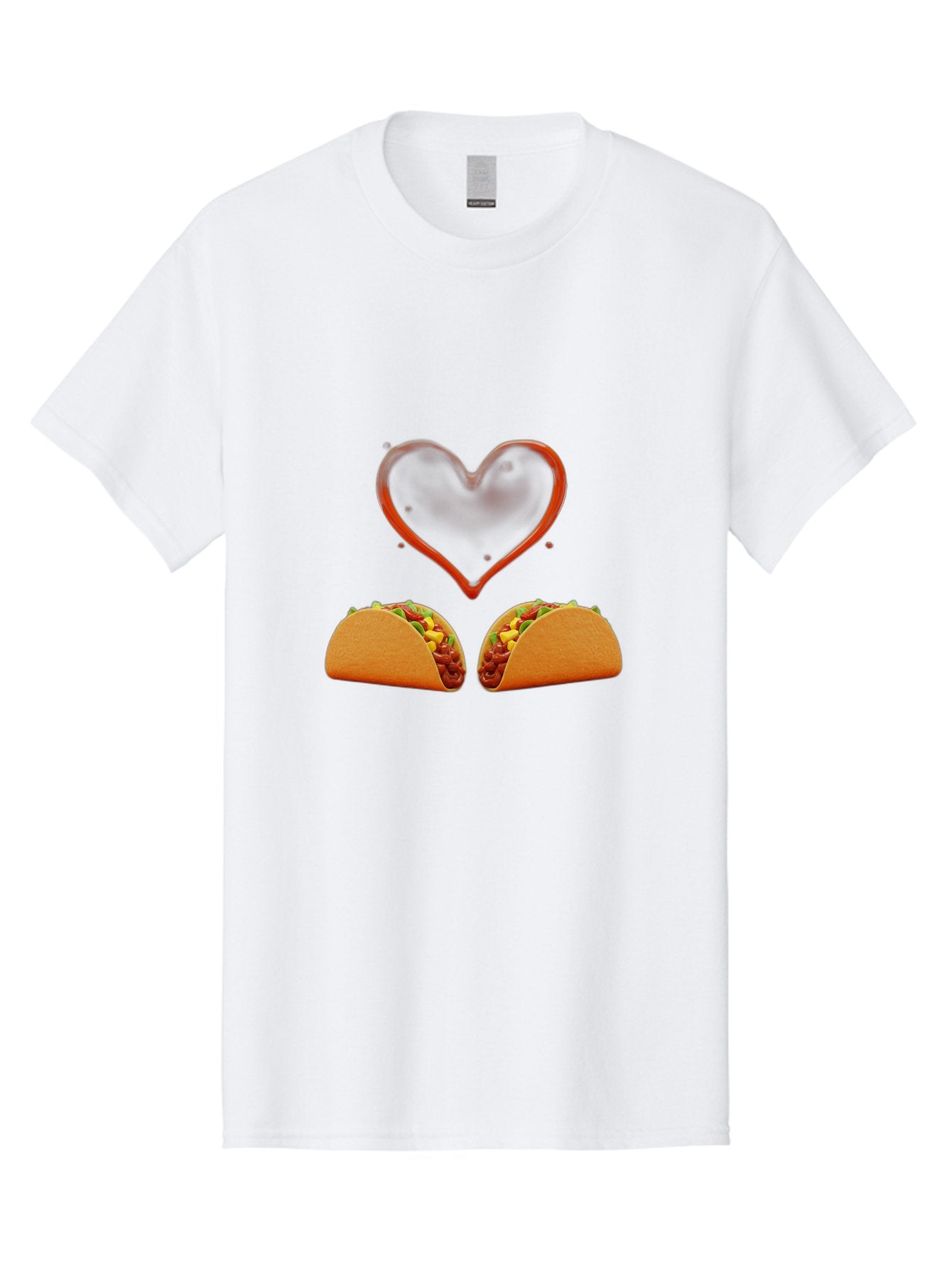 Tacos-And-Heart Men'S Graphic Tee, 100% Cotton, Comfortable Casual Summer Wear, Machine Washable, Tacos With Meat, Corn, Salsa, Love Heart, Red Outline, Delicious Food, Mexican Cuisine, Tasty Treats, Vibrant Colors, Savory Dishes Bab487 11