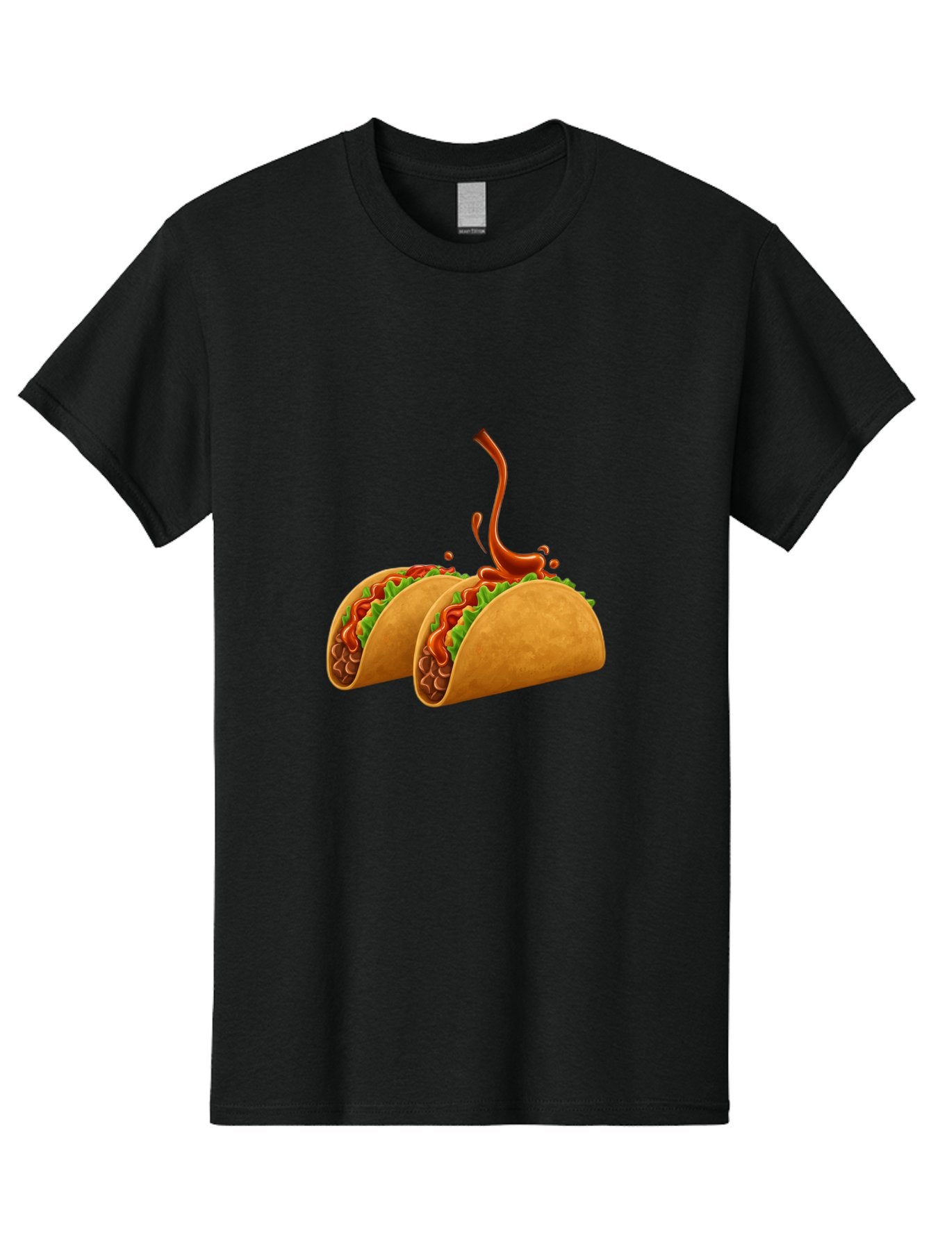 Tacos-With-Hot-Sauce Men'S Graphic Tee, 100% Cotton, Comfortable Casual Summer Wear, Machine Washable, Tacos With Lettuce, Salsa Splashing, Mexican Food, Fast Food, Taco Graphics, Vibrant Red Sauce, Crunchy Tacos, Fresh Lettuce, Salsa Splash Bab488