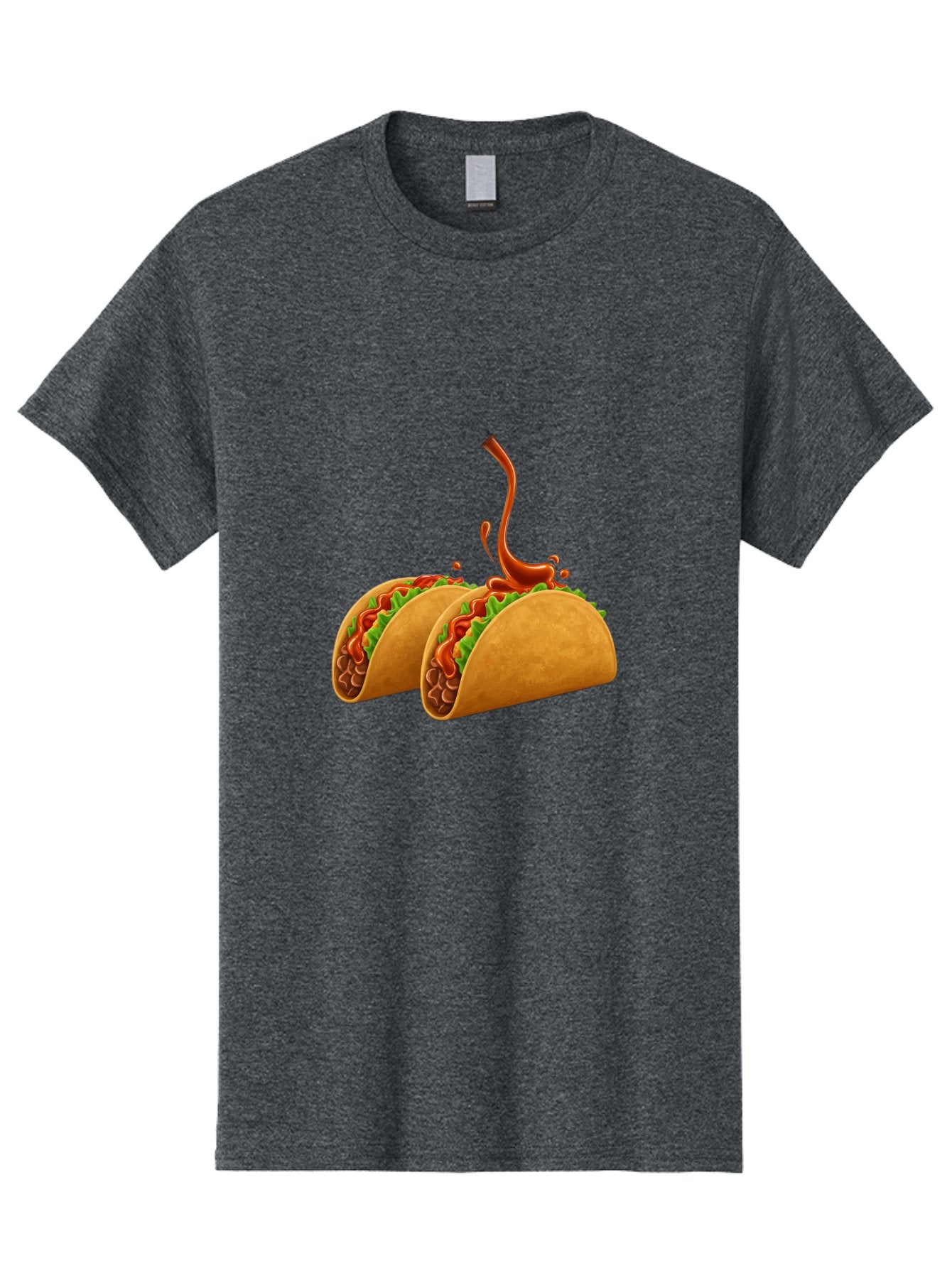 Tacos-With-Hot-Sauce Men'S Graphic Tee, 100% Cotton, Comfortable Casual Summer Wear, Machine Washable, Tacos With Lettuce, Salsa Splashing, Mexican Food, Fast Food, Taco Graphics, Vibrant Red Sauce, Crunchy Tacos, Fresh Lettuce, Salsa Splash Bab488 9